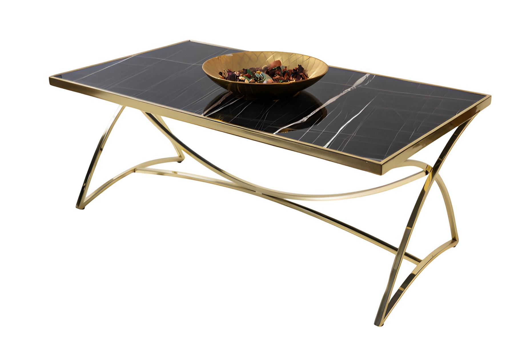 Couchtisch mit spektakulärer Tischplatte und geschwungenen Beinen