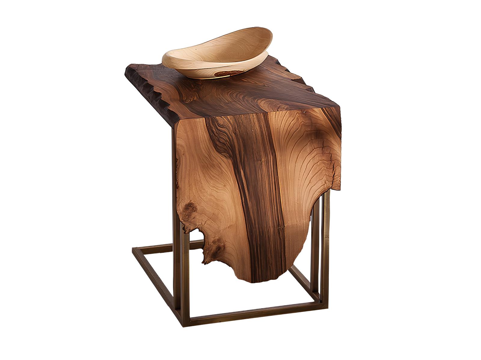 Beistelltisch aus Holz und Metall in Braun modern elegant