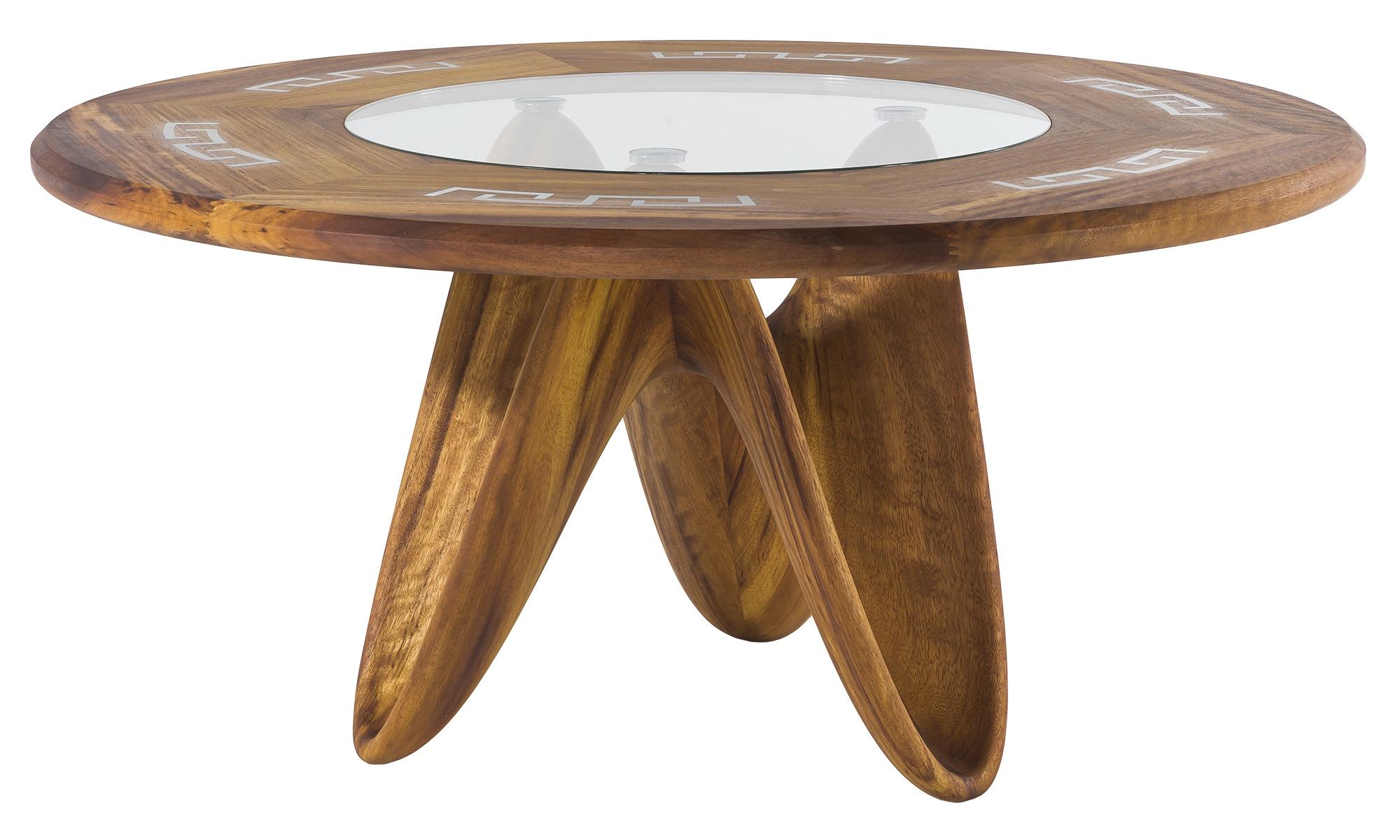 Eleganter runder Couchtisch aus Holz in warmem Braun