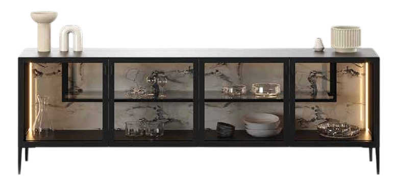 Moderne braune Konsole aus Holz mit Glas für Wohnzimmer und Flur