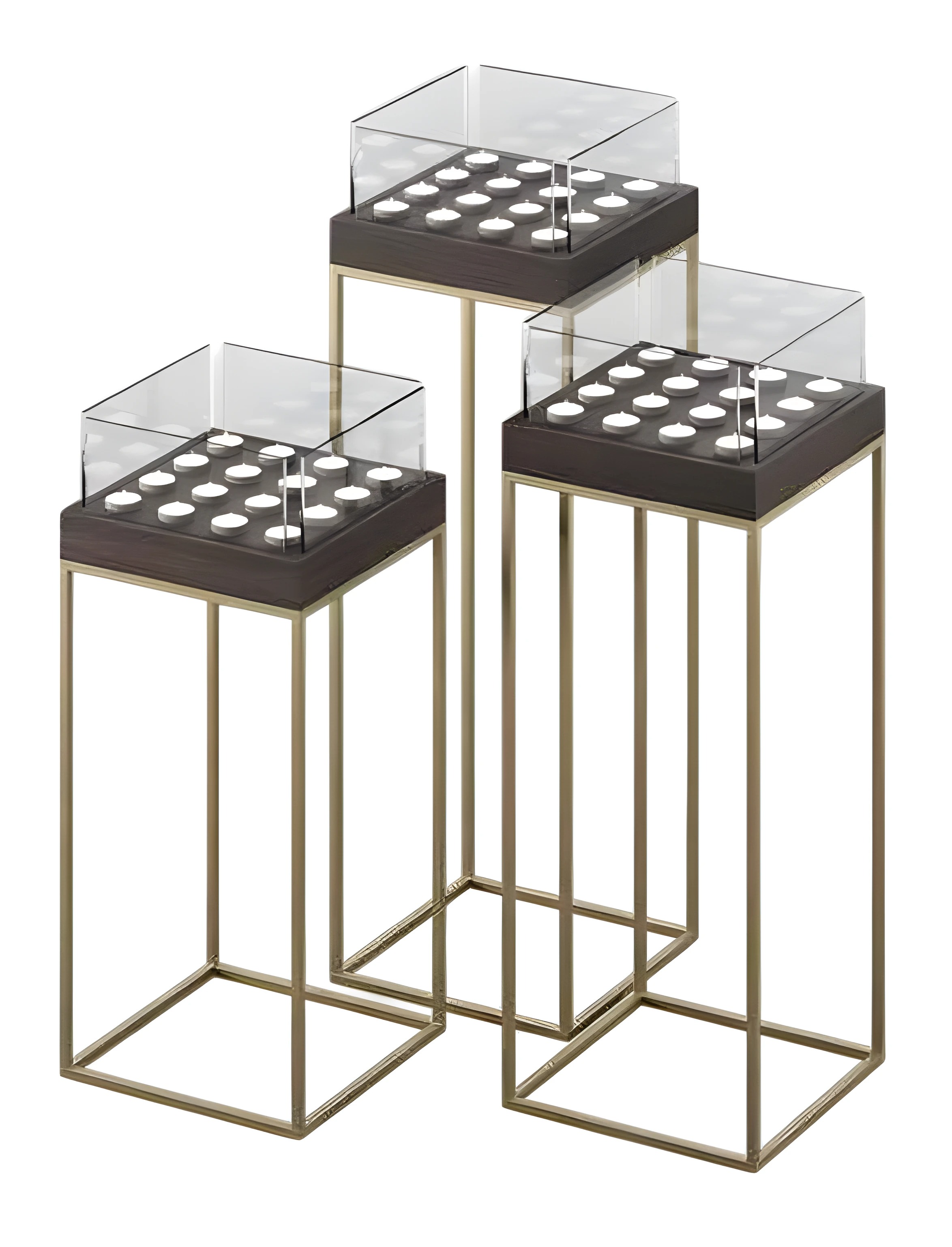 Kerzenständer Set aus Metall in Grau modern elegant