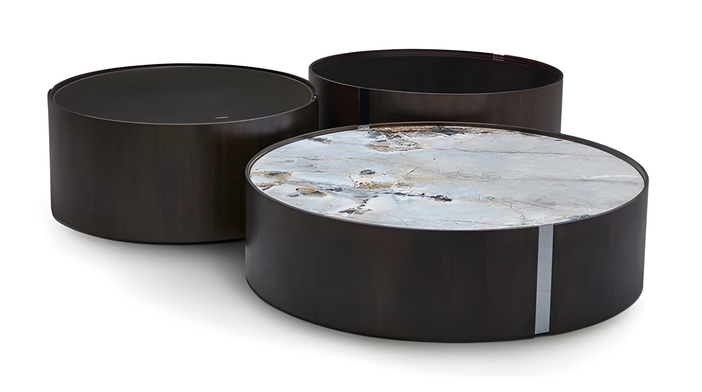 Schwarzes Metall Couchtisch-Set modern eleganter Wohnzimmertisch