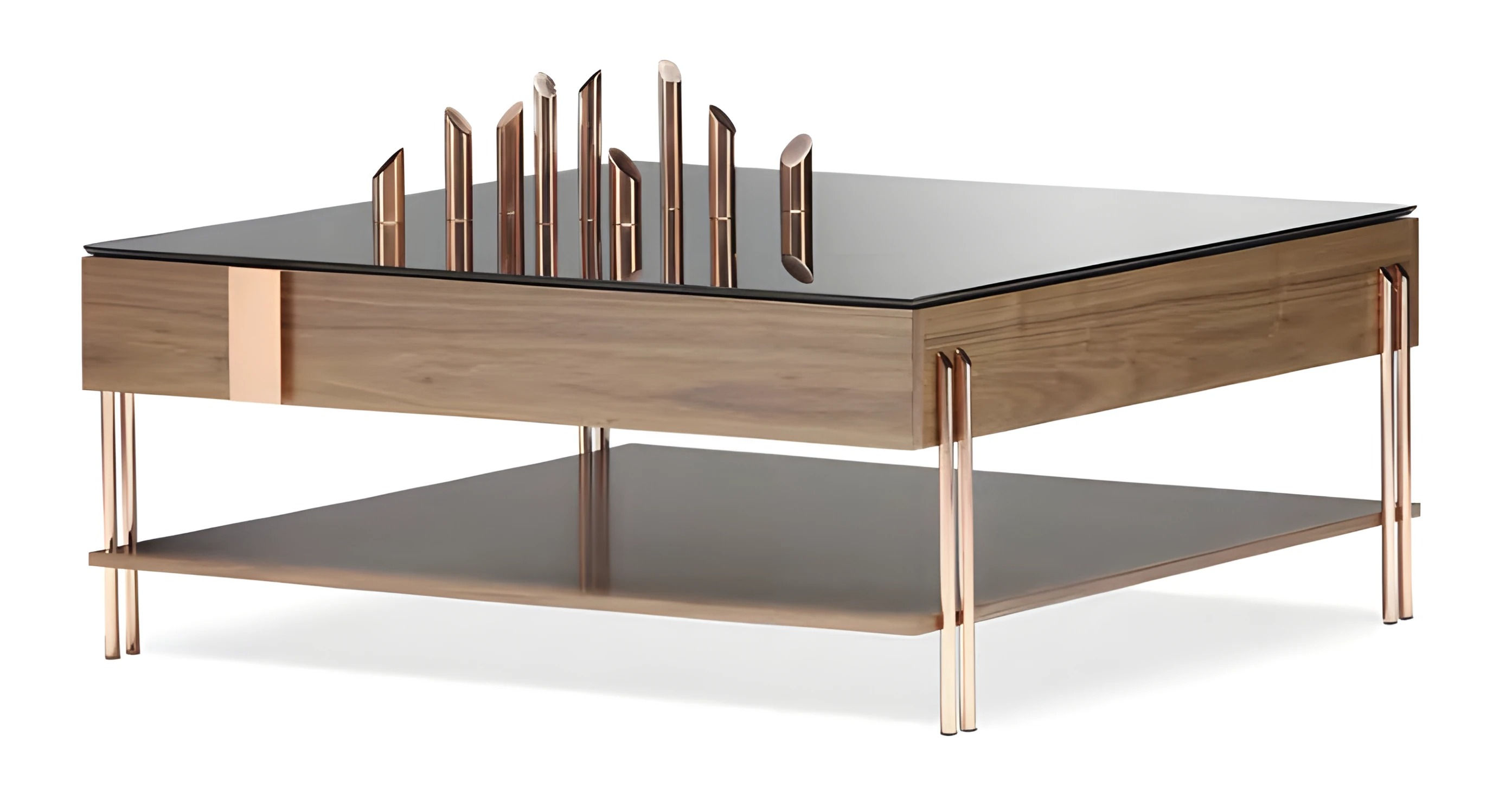 Eleganter brauner Couchtisch aus Holz im modernen Design