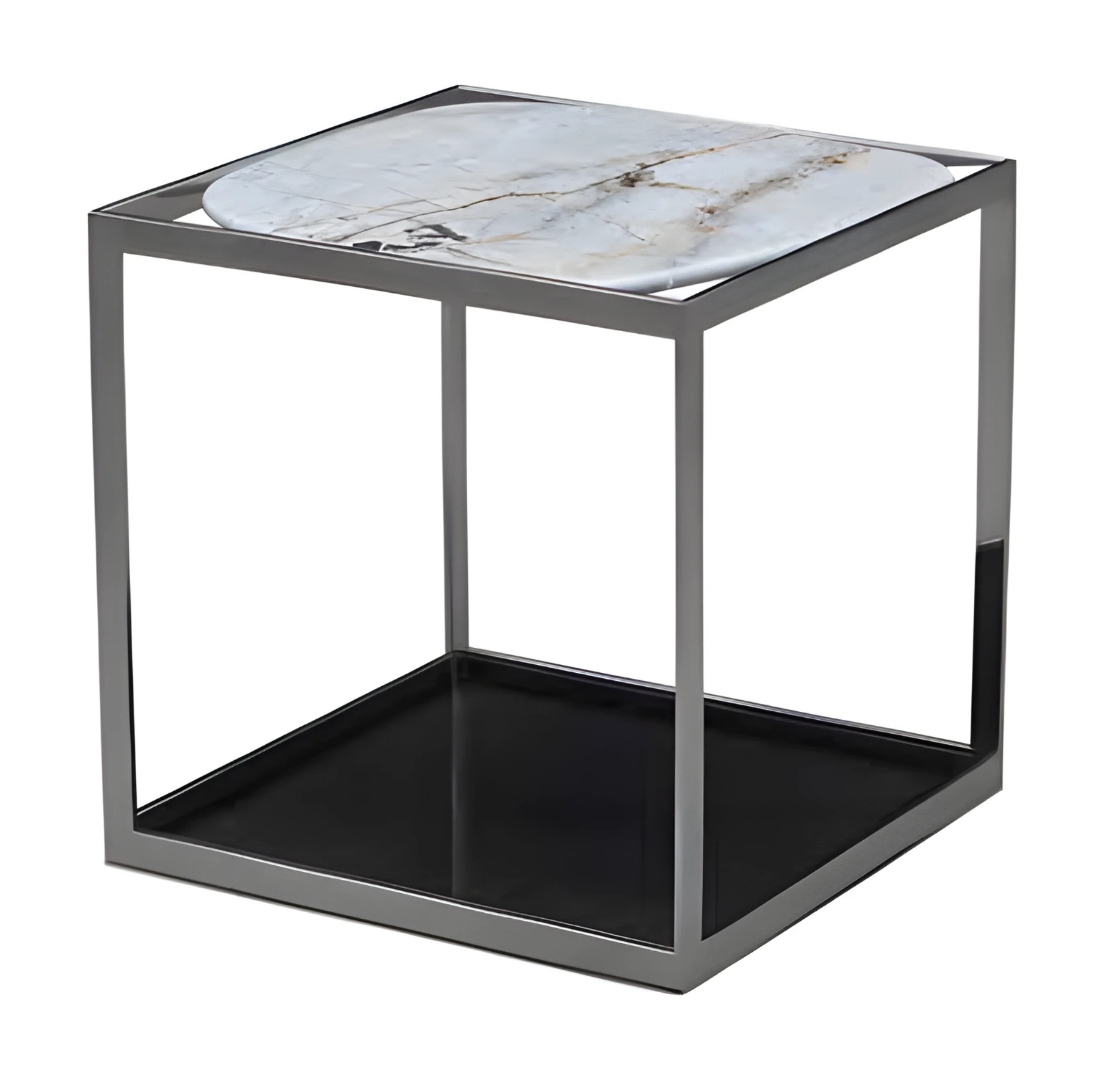 Grauer Metall-Beistelltisch im modernen Design