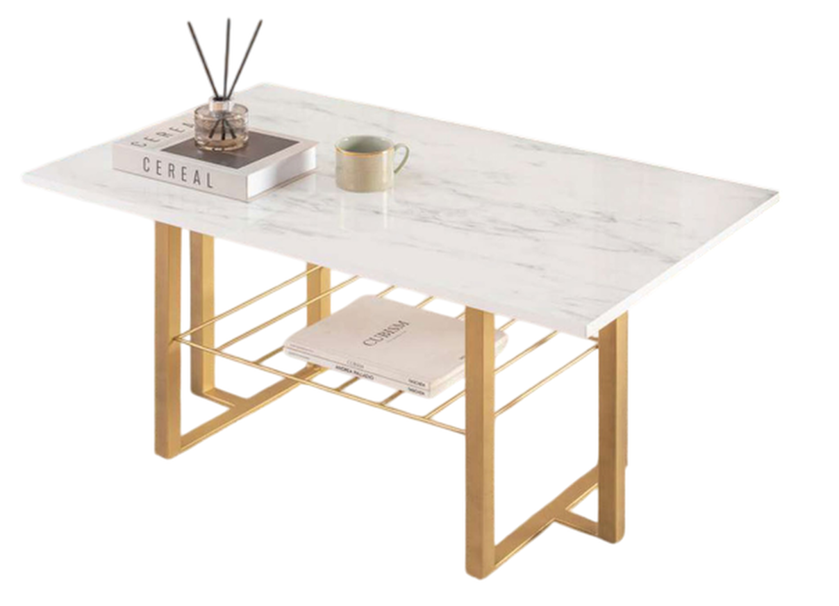 Eleganter Couchtisch in Marmor-Optik praktischer Ablage Sofa Tisch