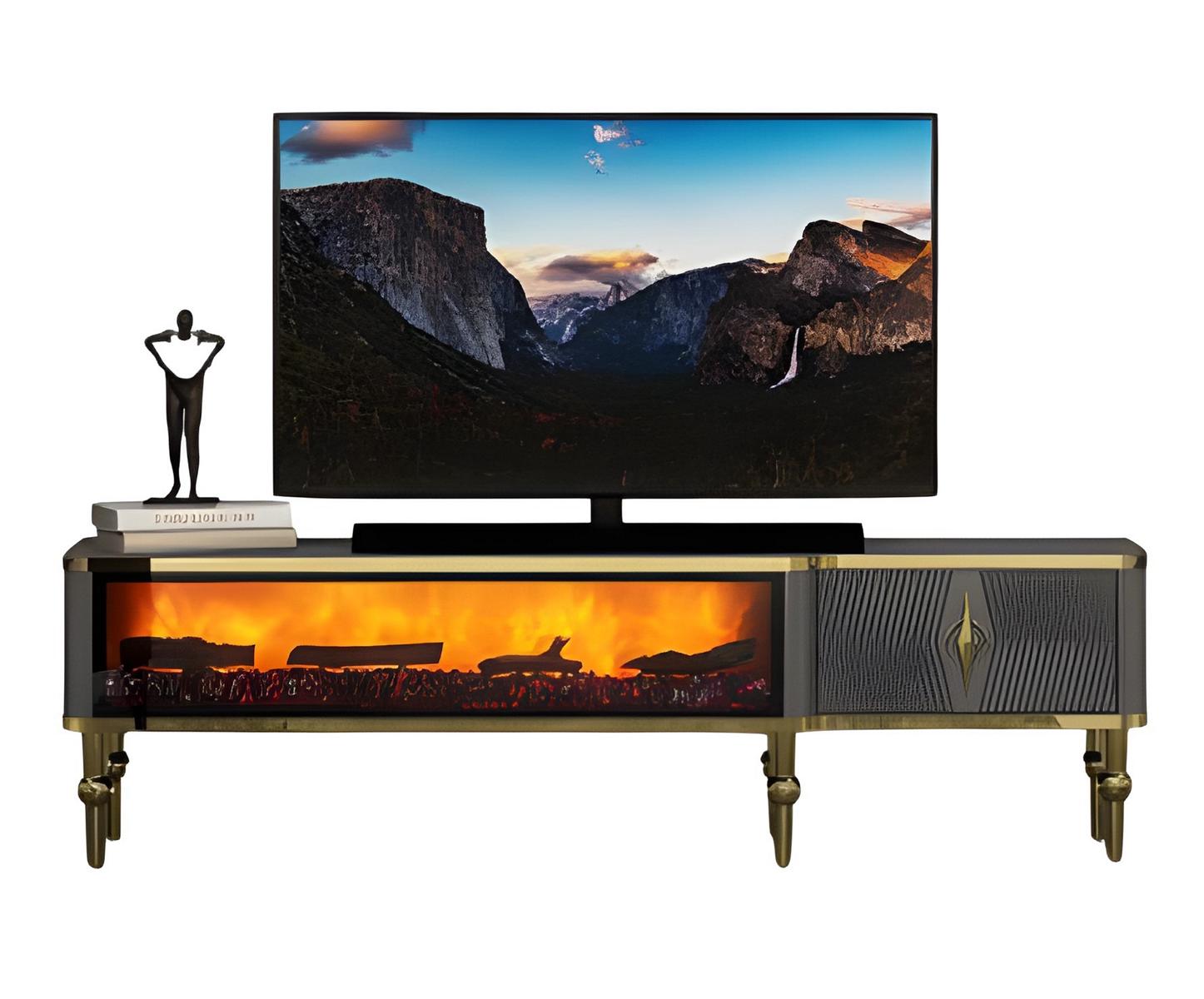 Wohnzimmerschrank TV Sideboard Dekokamin Elektrokamin Zeitlos Modern Desig