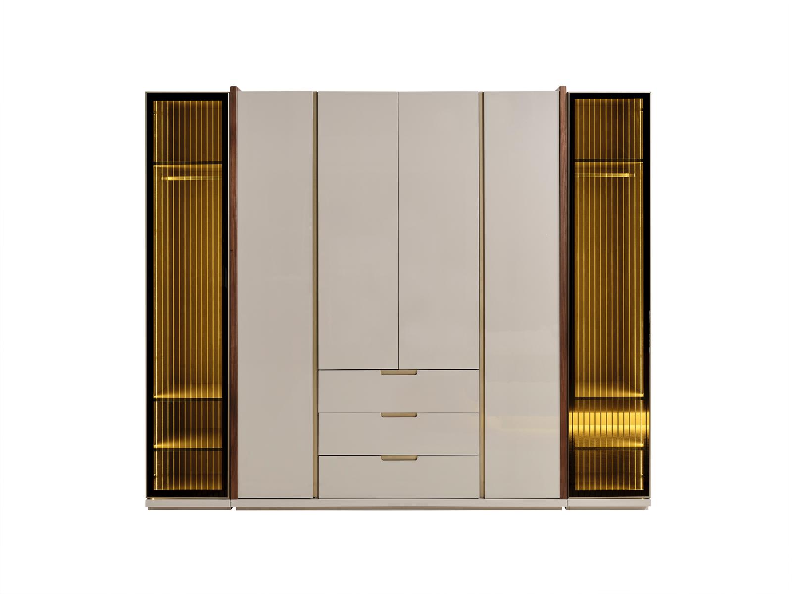 Beiger Kleiderschrank aus Holz modern eleganter Stauraum