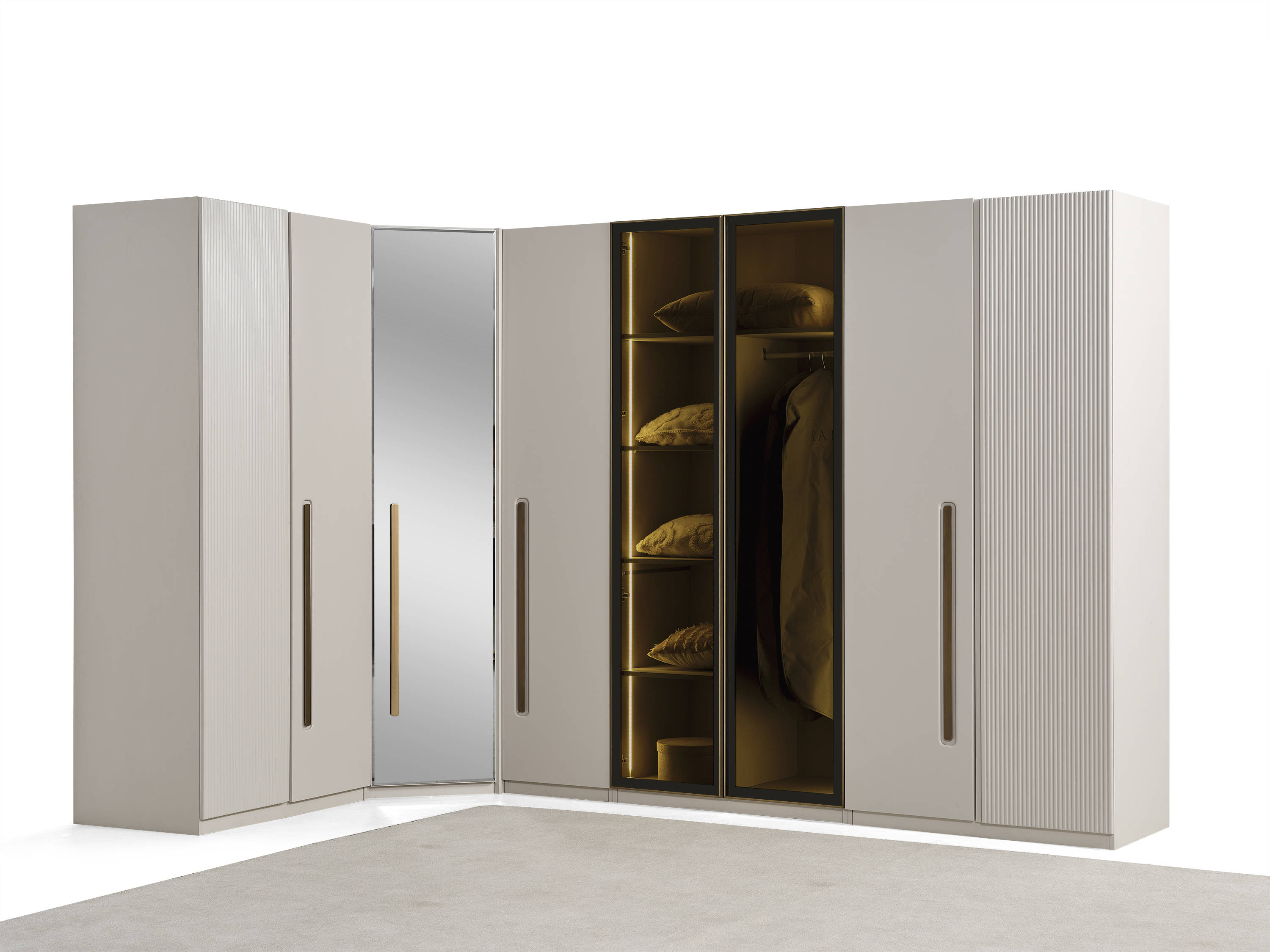 Eckschrank Holz Beige Elegant Modern