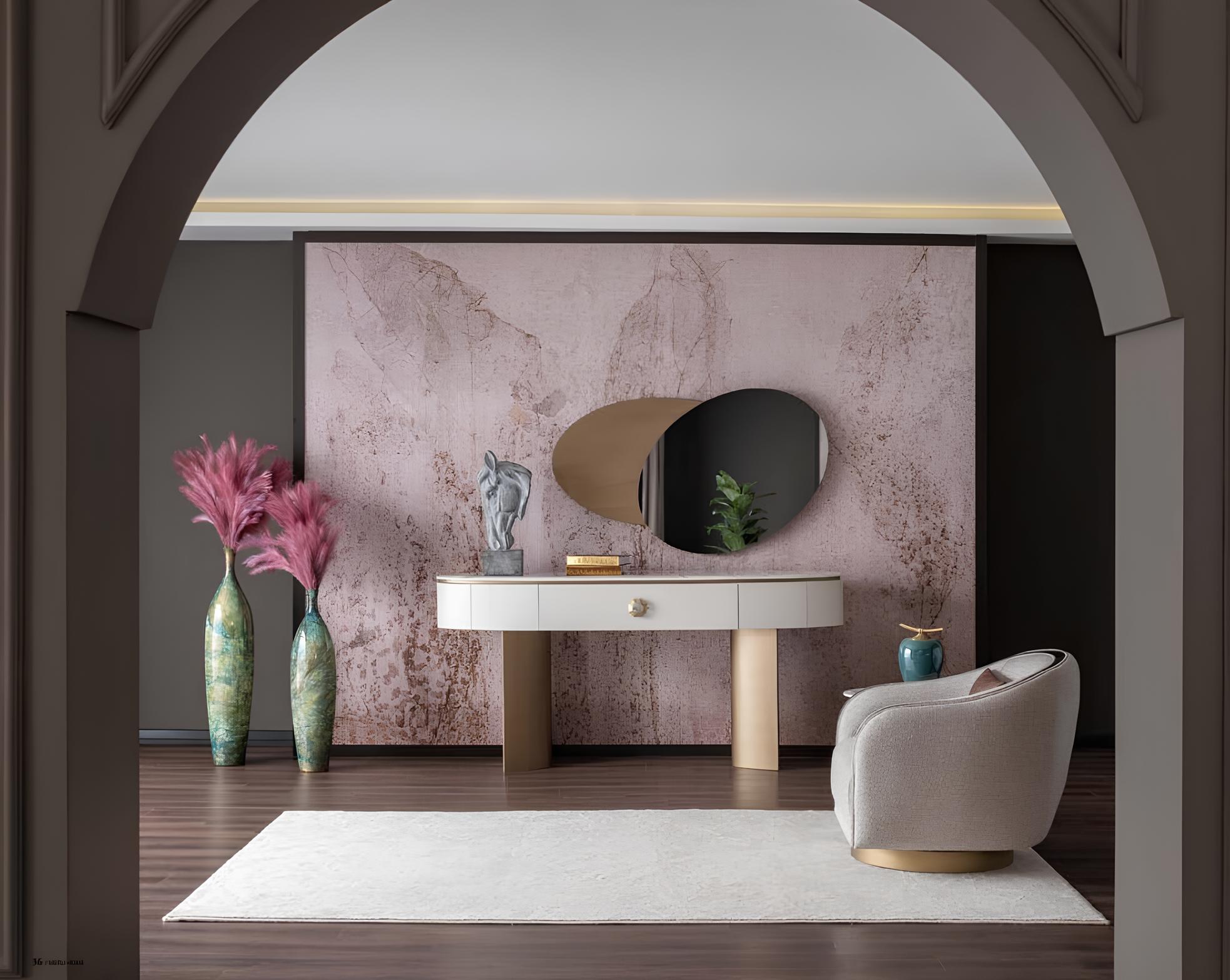 Esszimmer-Set mit Konsolentisch, Spiegel und elegantem Sessel