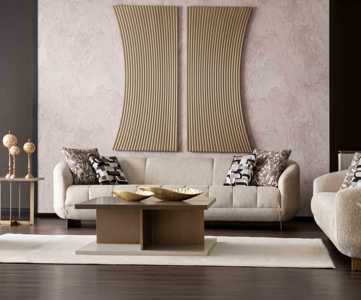 Wohnzimmer-Set: 3-Sitzer Sofa & Couchtisch – stilvoll & gemütlich.