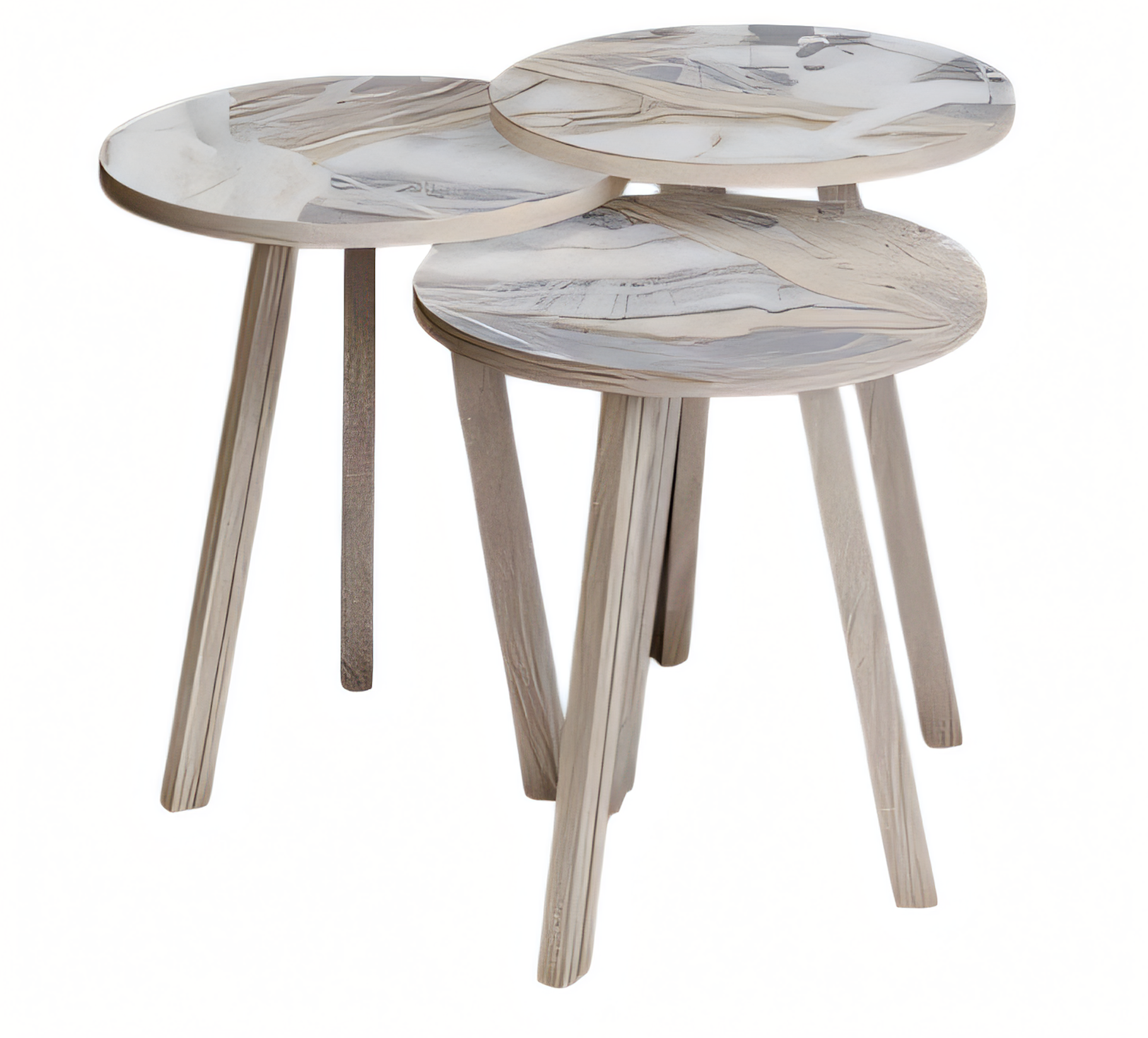 Elegantes Beiges Holz Couchtisch-Set im modernen Stil