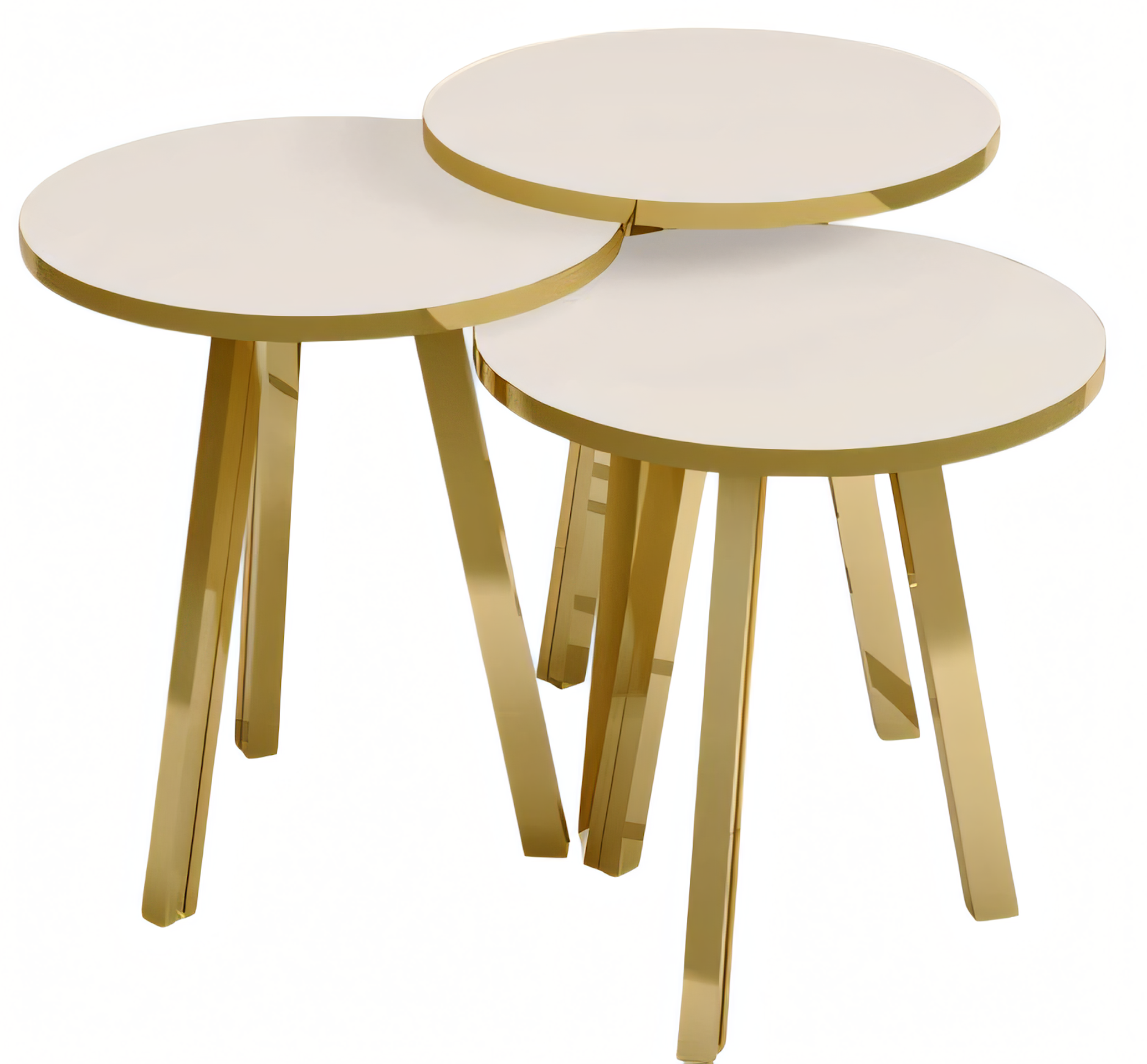 Elegantes weißes Couchtisch-Set aus Holz und Metall