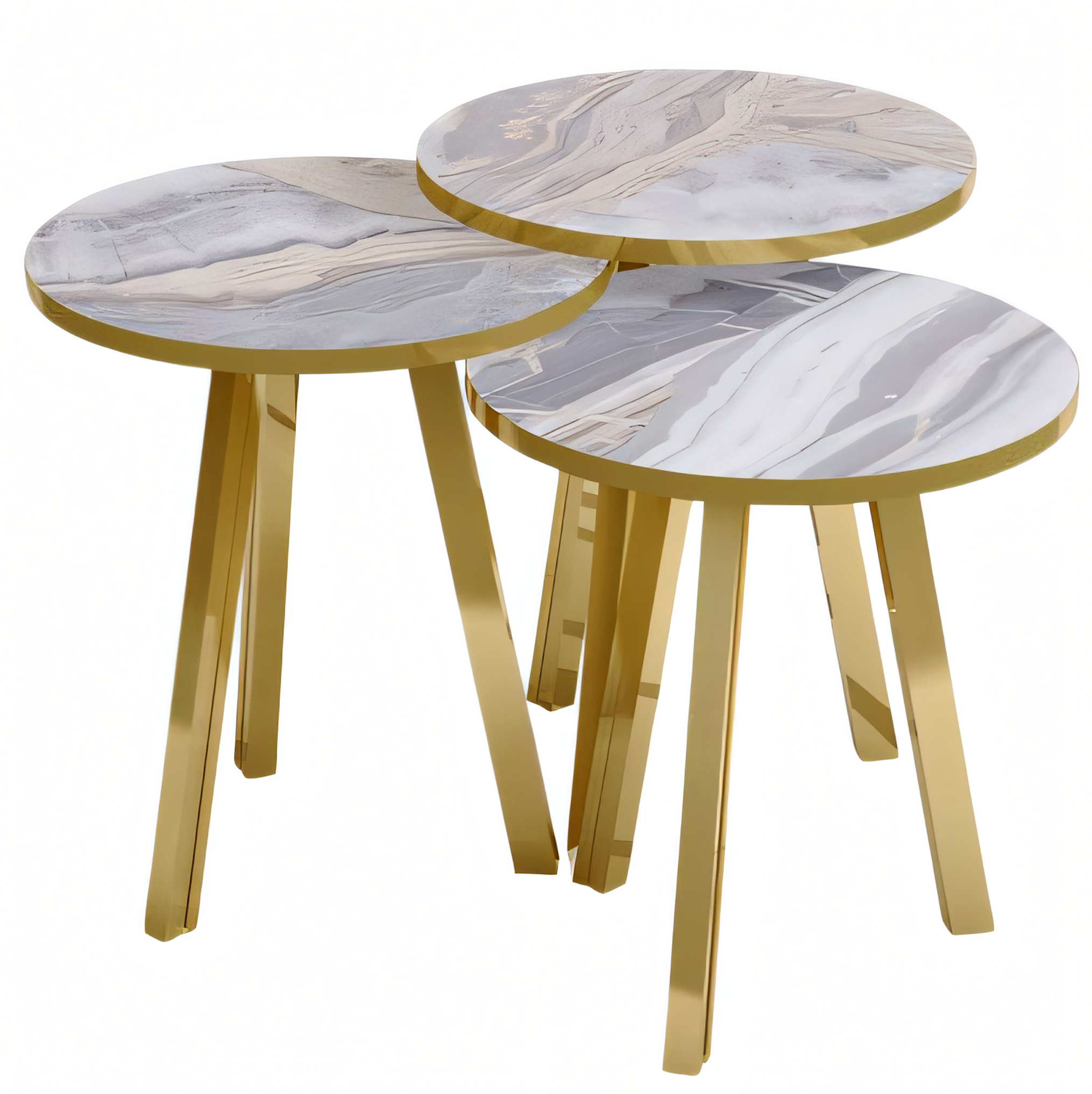 Elegantes graues Couchtisch-Set aus Holz und Metall