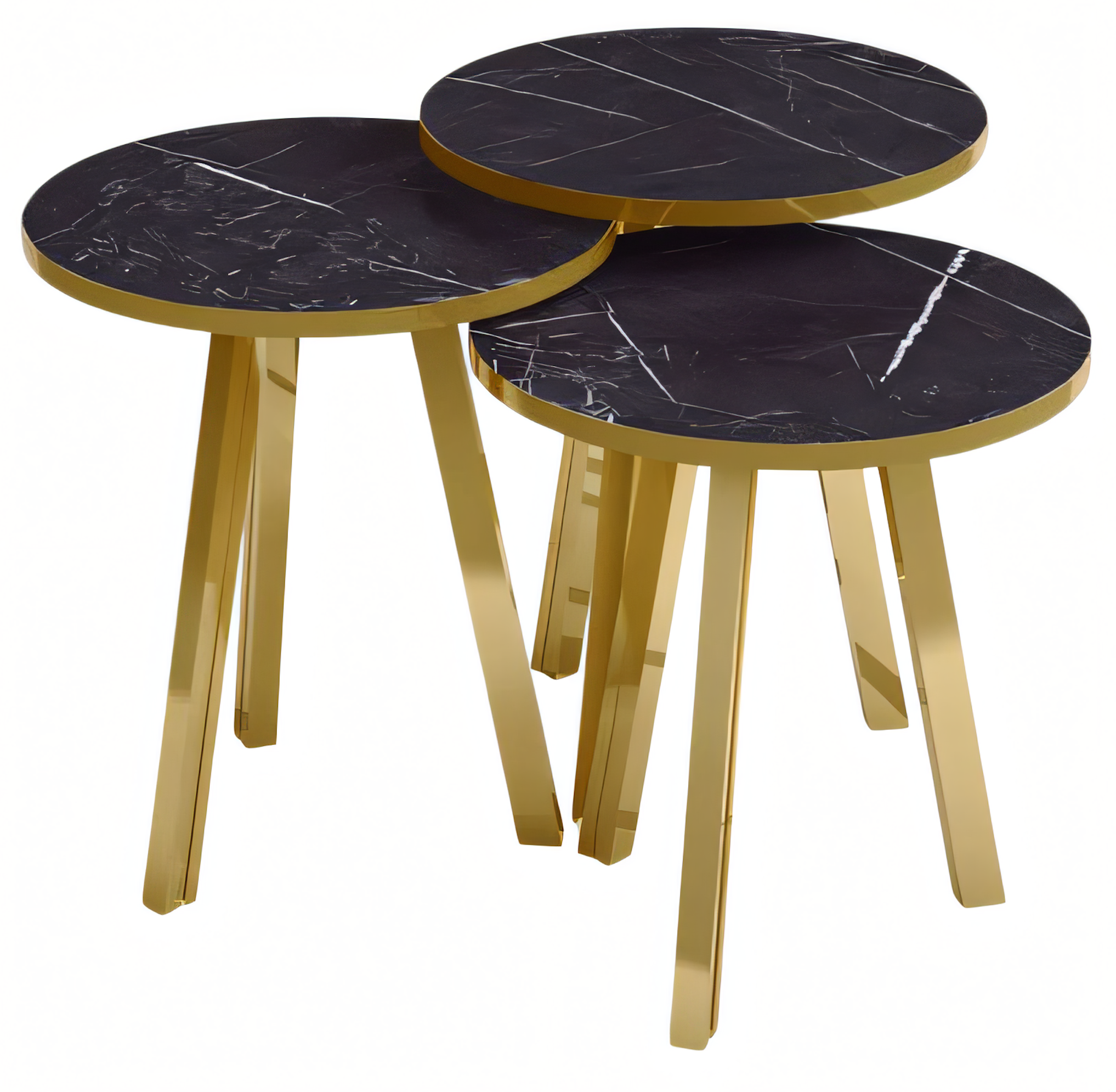 Schwarzes Holz-Metall Couchtisch-Set modern und stilvoll