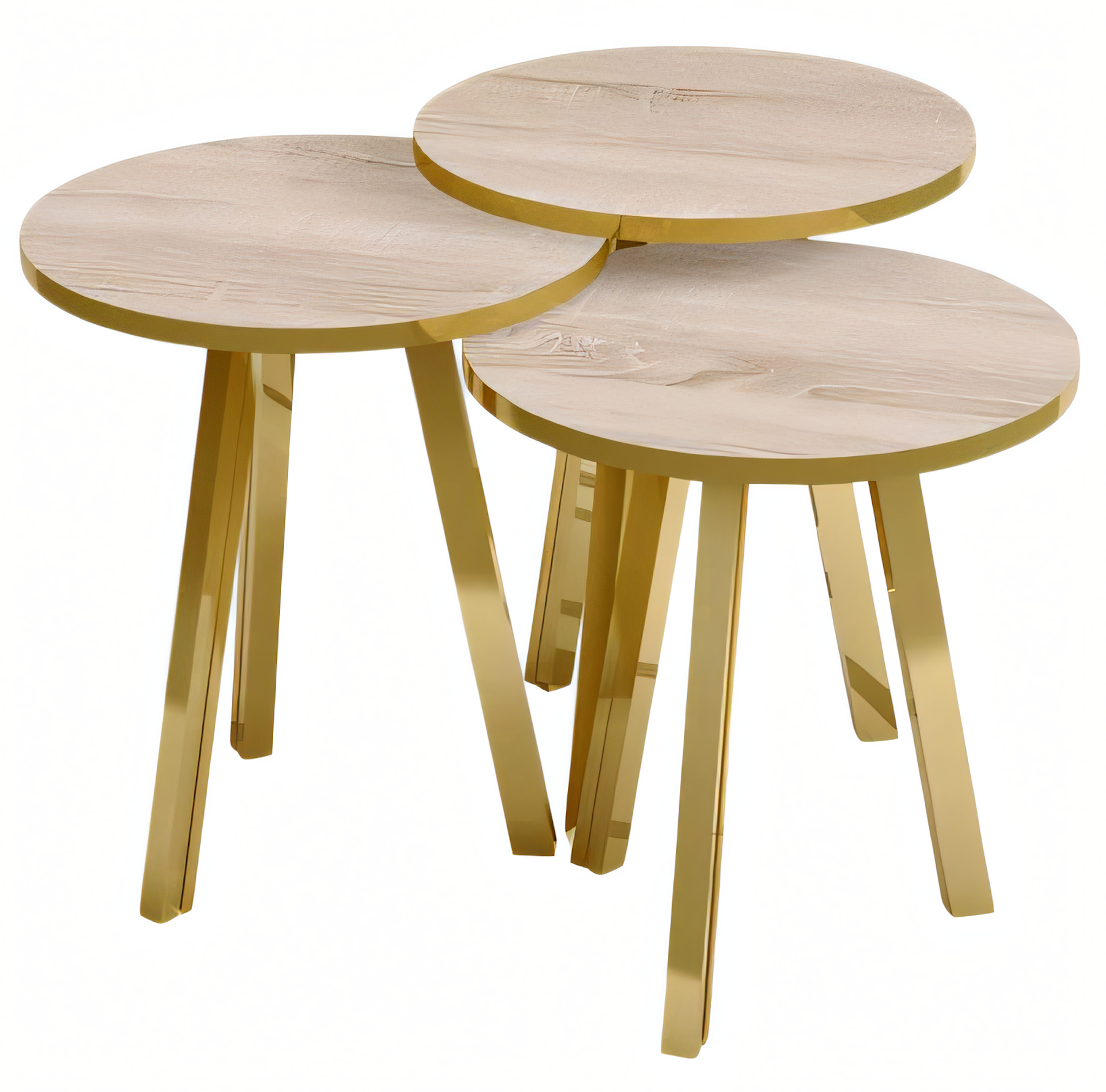 Elegantes braunes Couchtisch-Set aus Holz und Metall