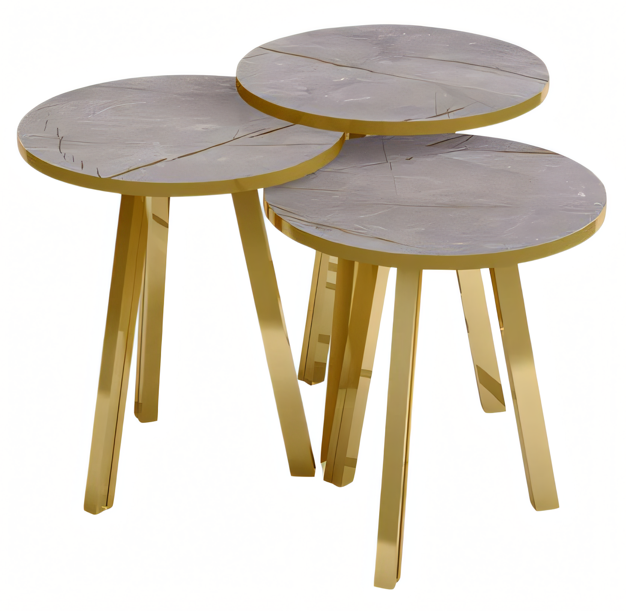 Elegantes graues Couchtisch-Set aus Holz und Metall