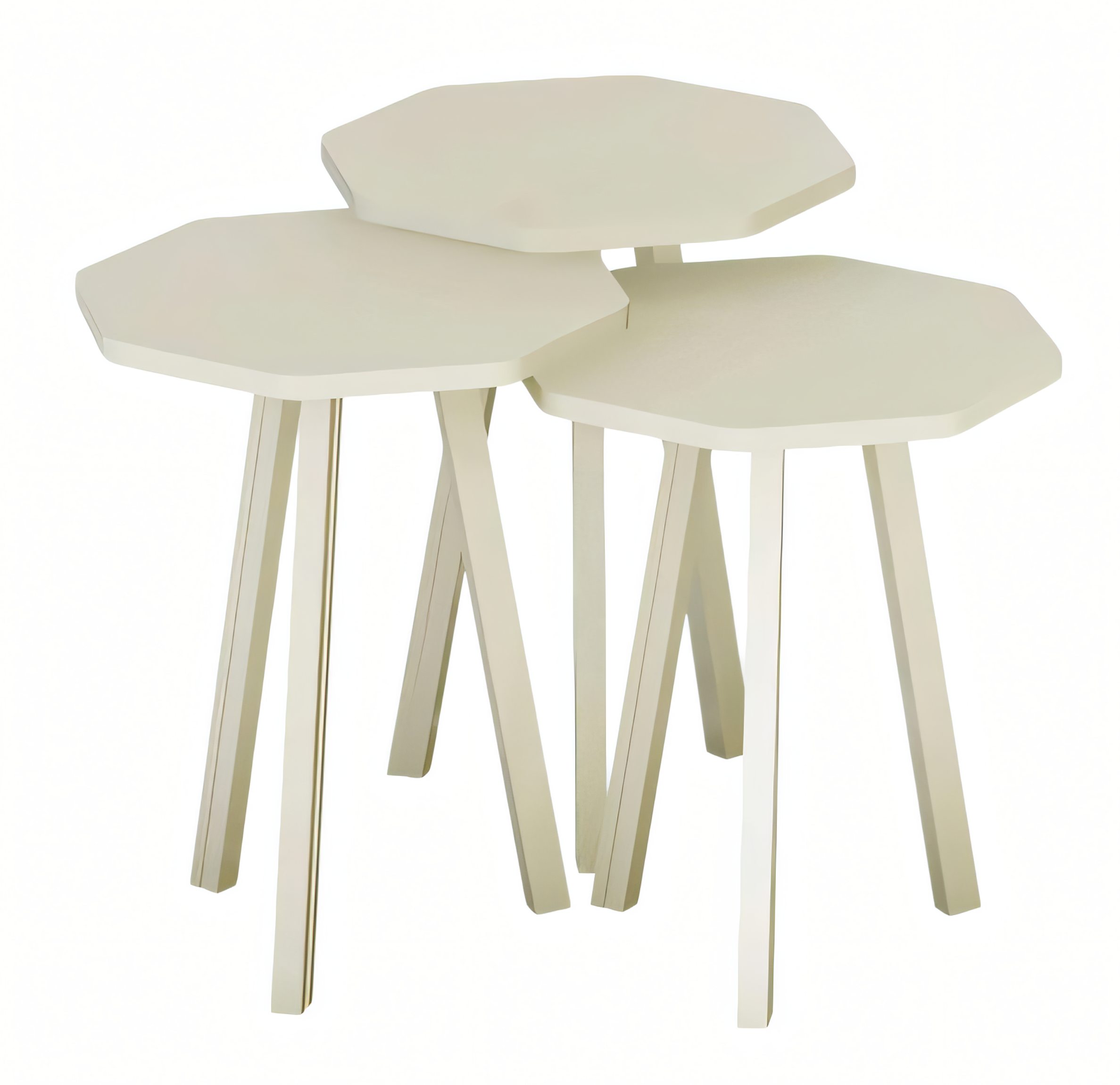 Elegantes weißes Couchtisch-Set aus Holz im modernen Design