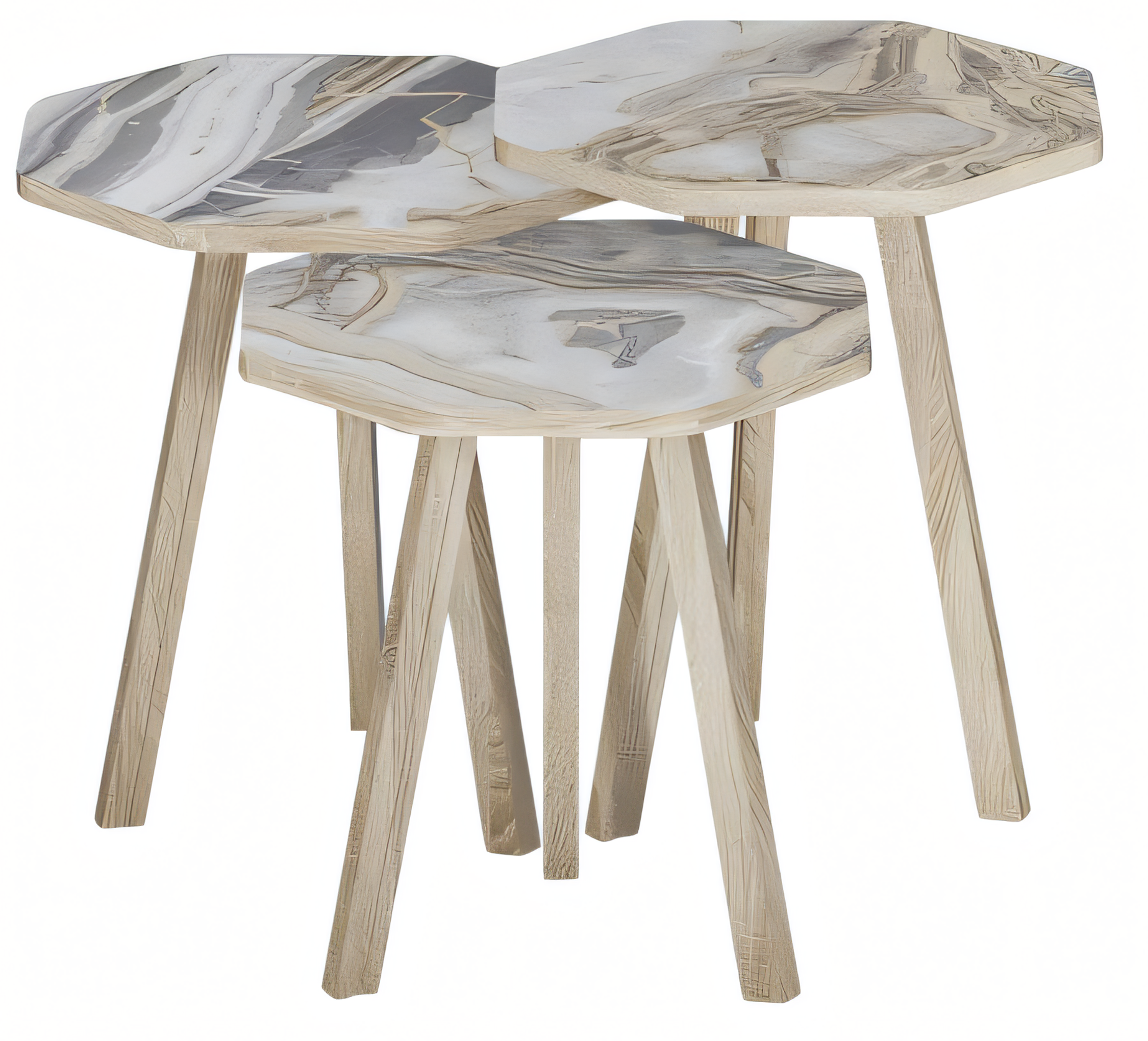 Moderner grauer Holz-Couchtisch-Set mit stilvollem Design