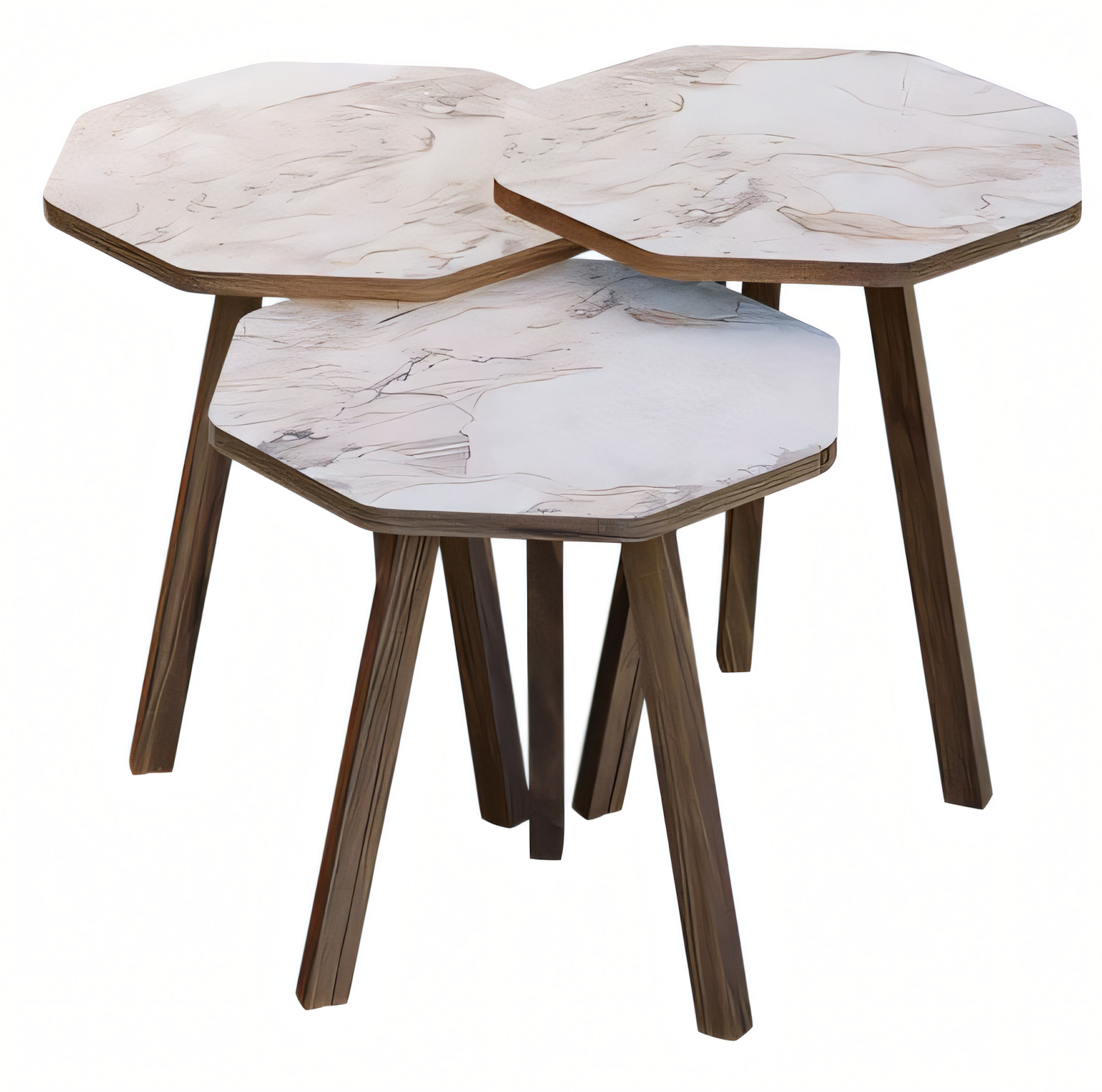 Elegantes graues Couchtisch-Set aus Holz im modernen Design