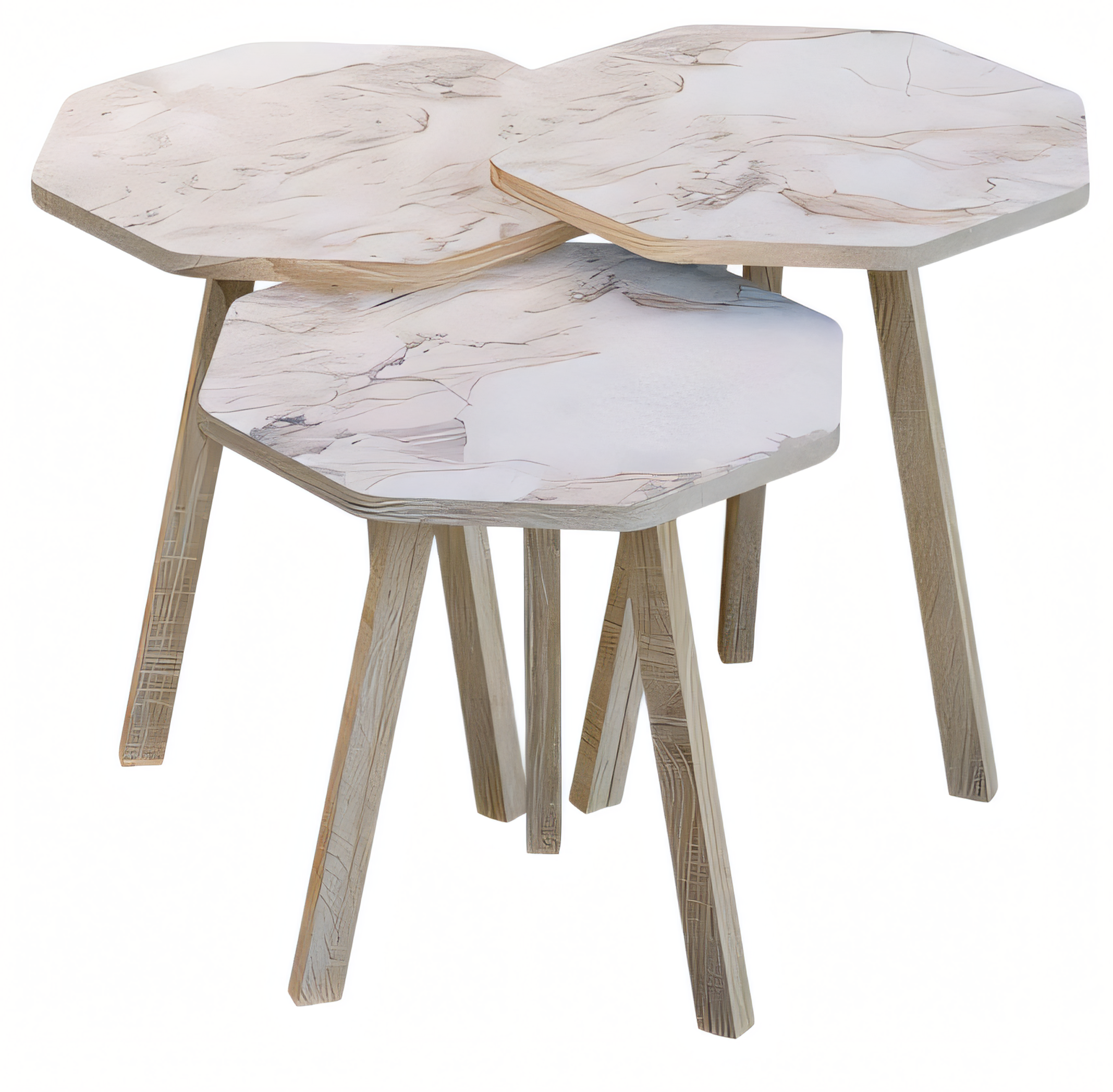 Elegantes Beiges Holz Couchtisch-Set in modernem Stil