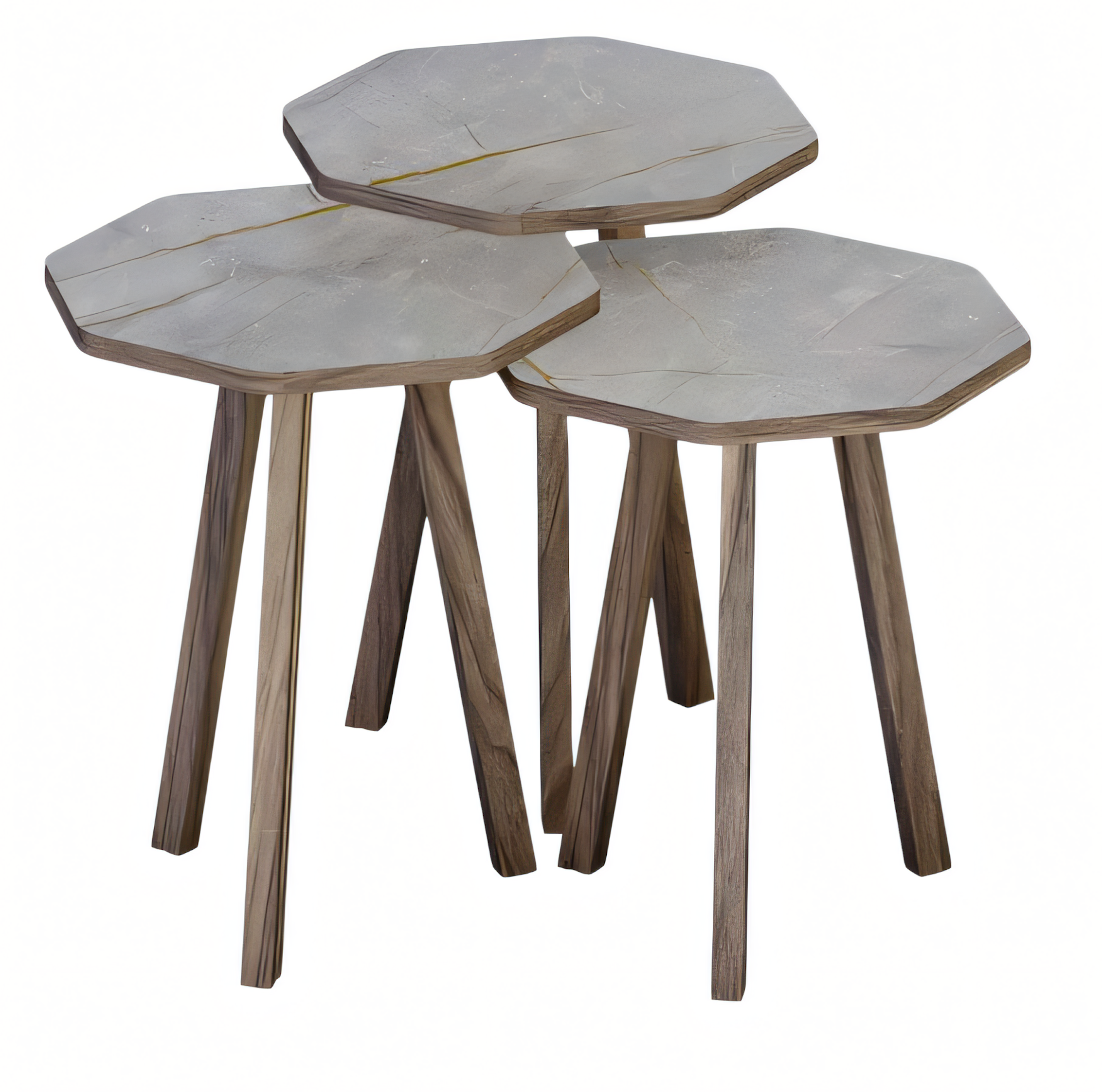 Moderner grauer Holz-Couchtisch-Set für Wohnzimmer