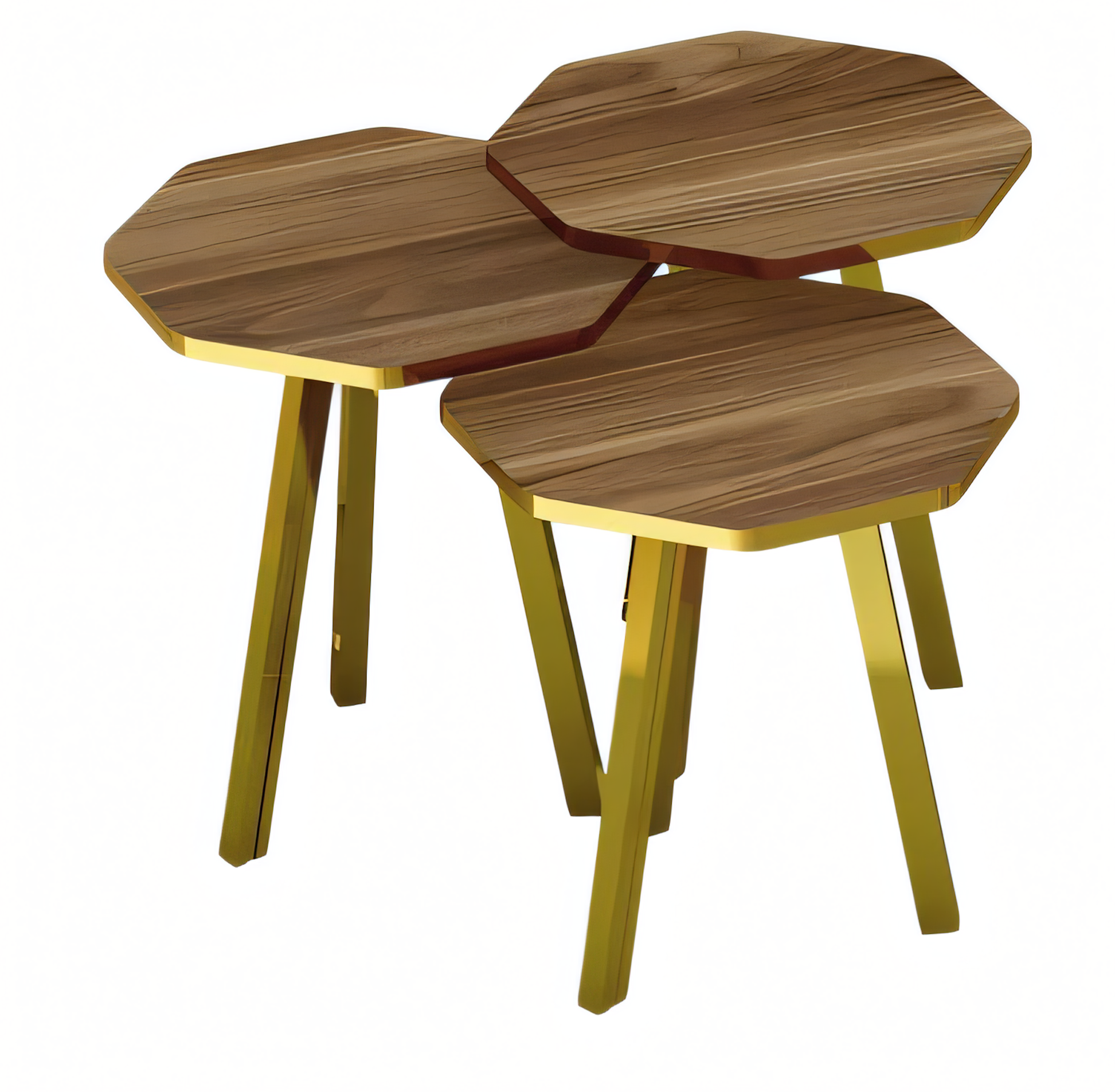 Elegantes braunes Couchtisch-Set aus Holz und Metall