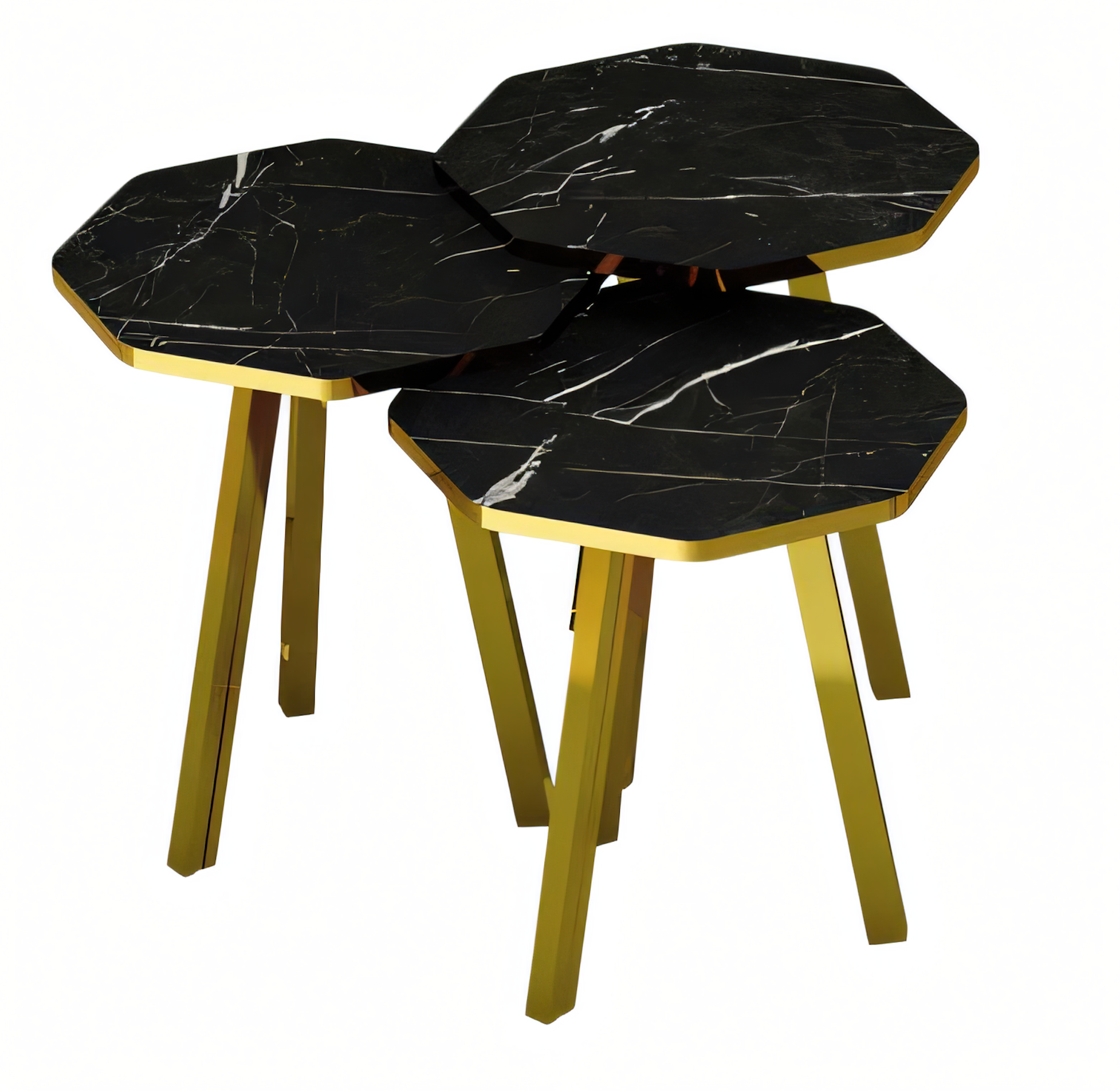 Elegantes schwarzes Couchtisch-Set aus Holz und Metall