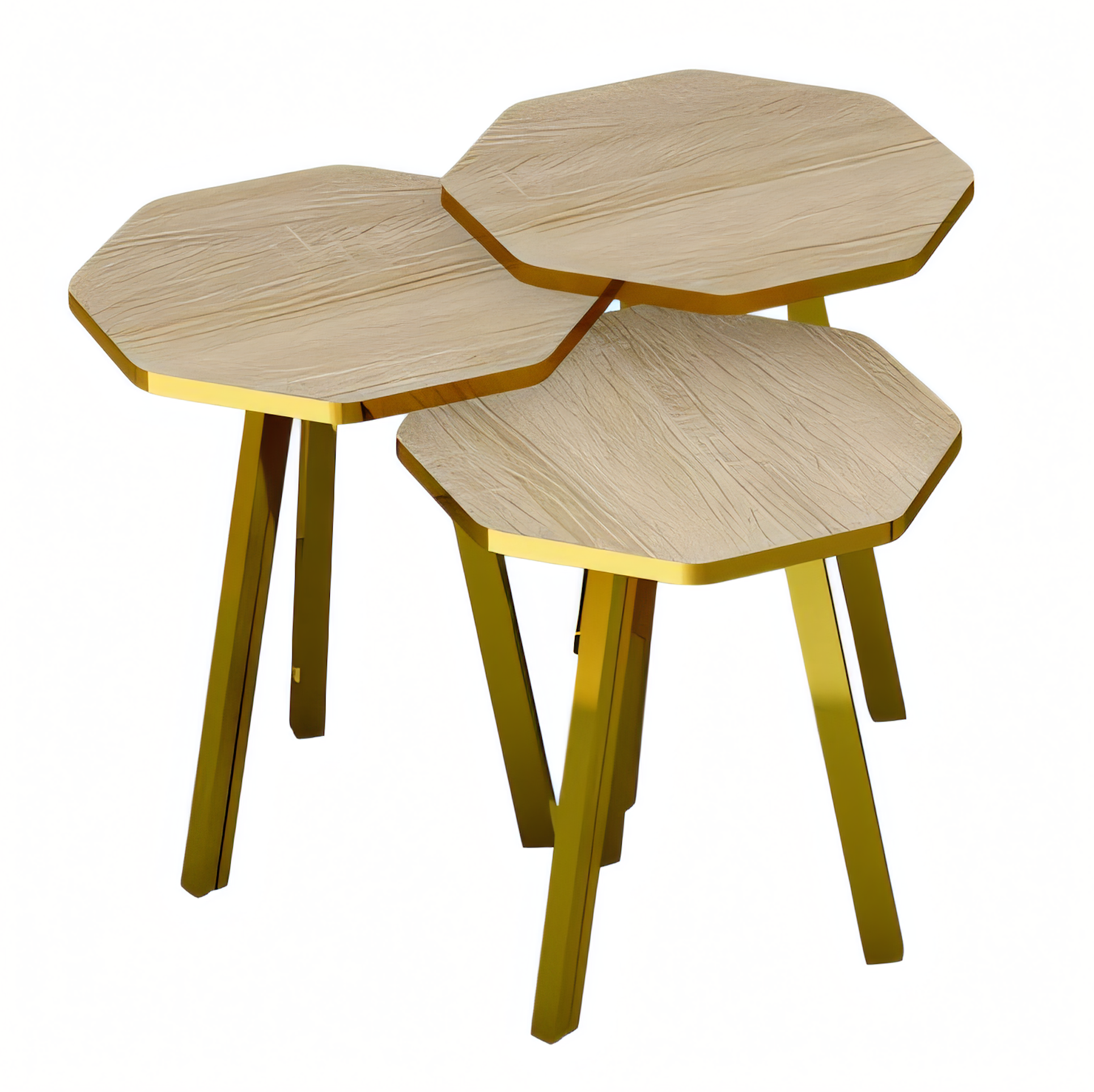 Elegantes braunes Couchtisch-Set aus Holz und Metall