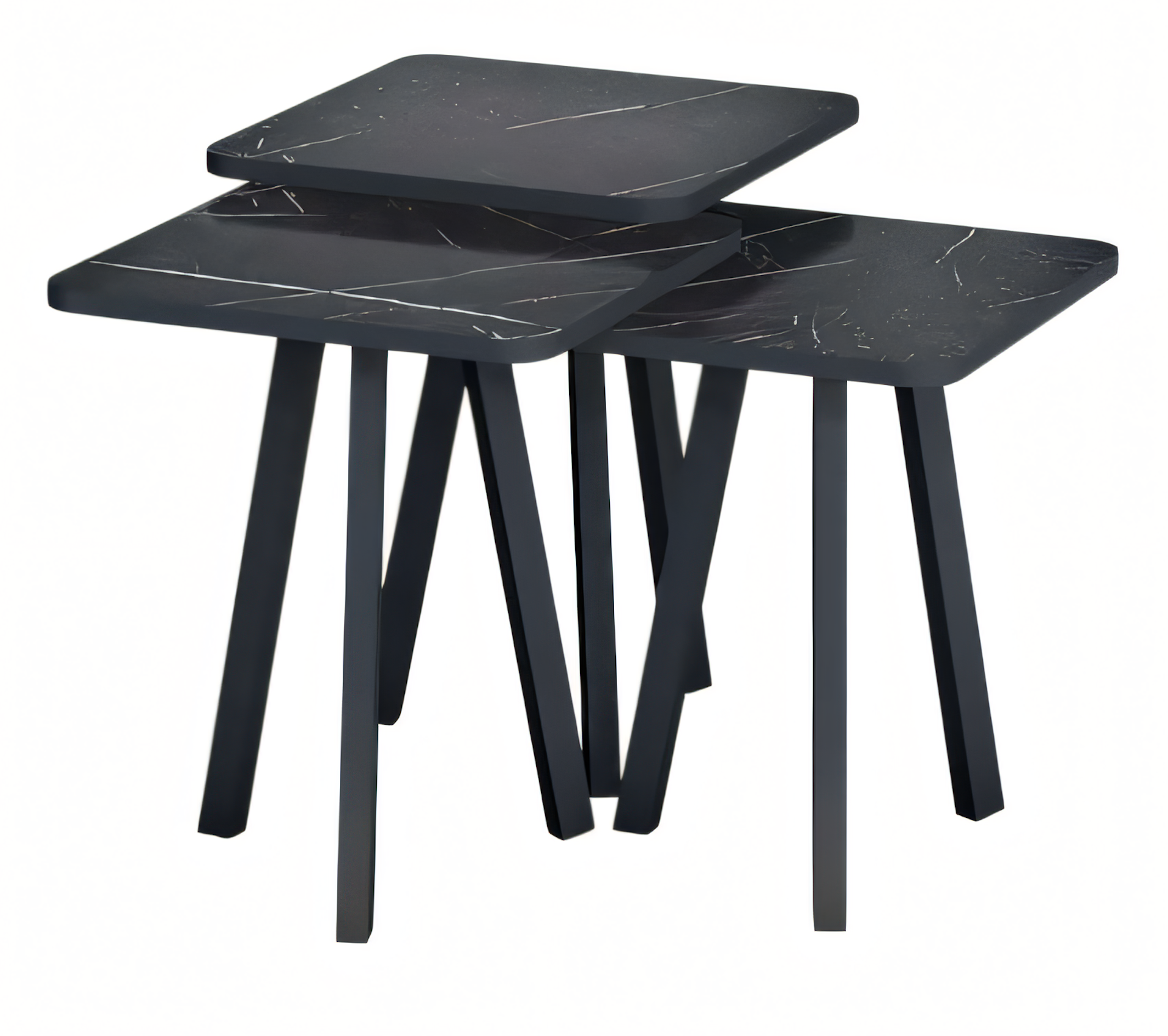 Schwarzes Holz Couchtisch-Set Modern Elegant Wohnzimmermöbel