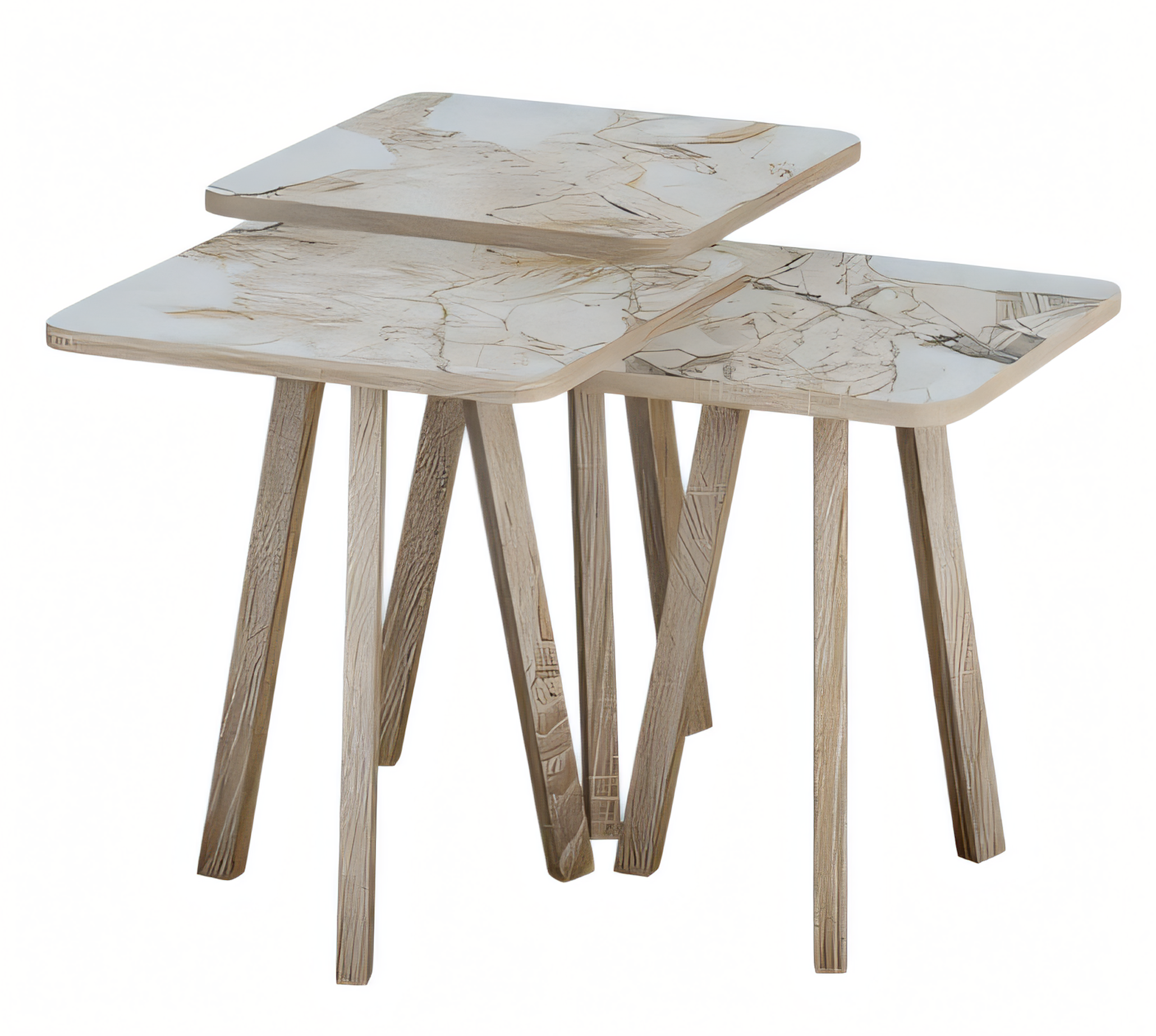 Elegantes Beiges Holz Couchtisch-Set modern stilvoll