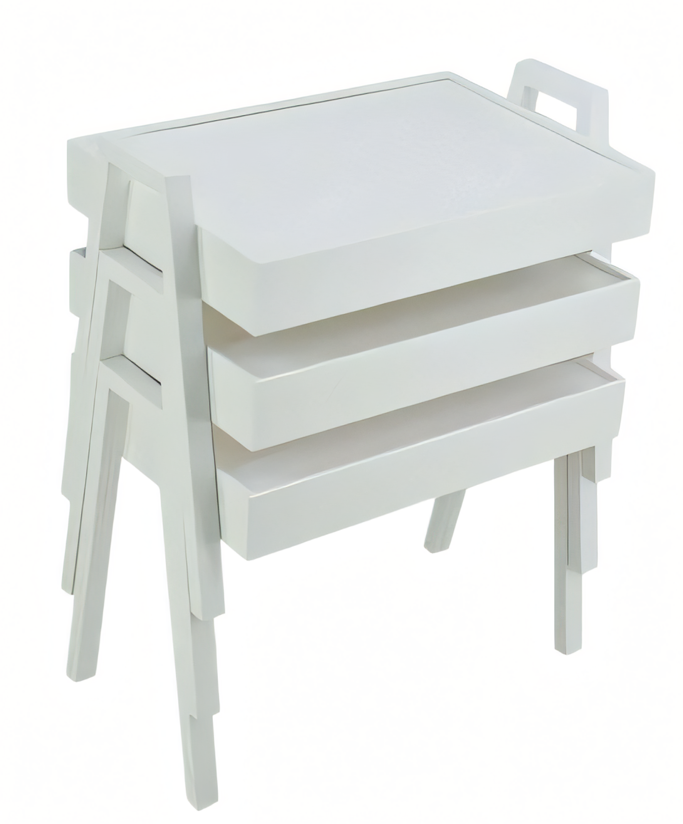 Moderner weißer Holztisch-Set in elegantem Design