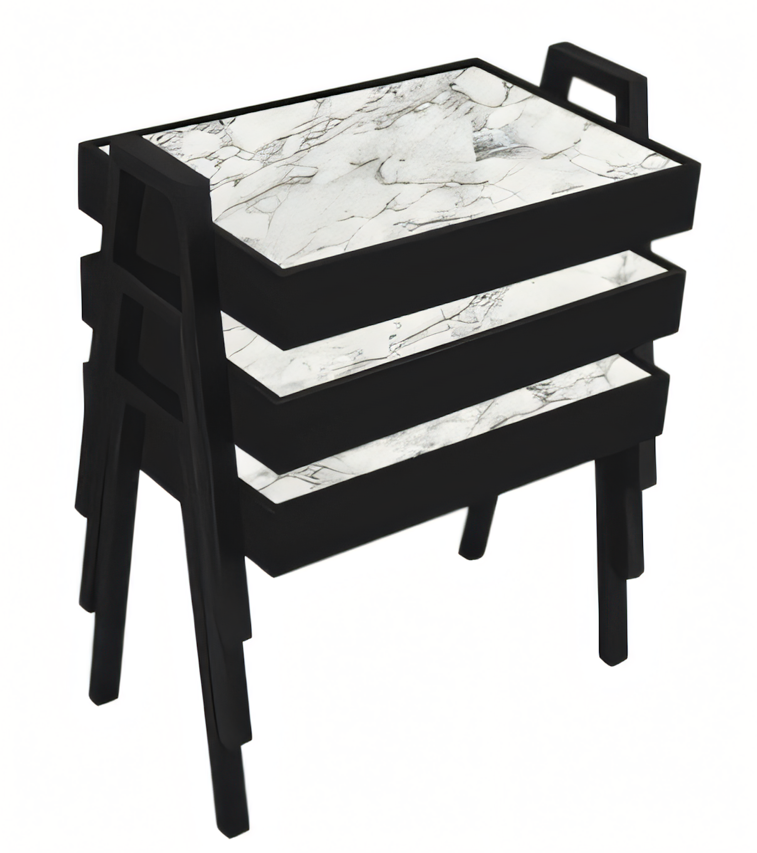 Elegantes schwarzes Holz Couchtisch-Set im modernen Stil