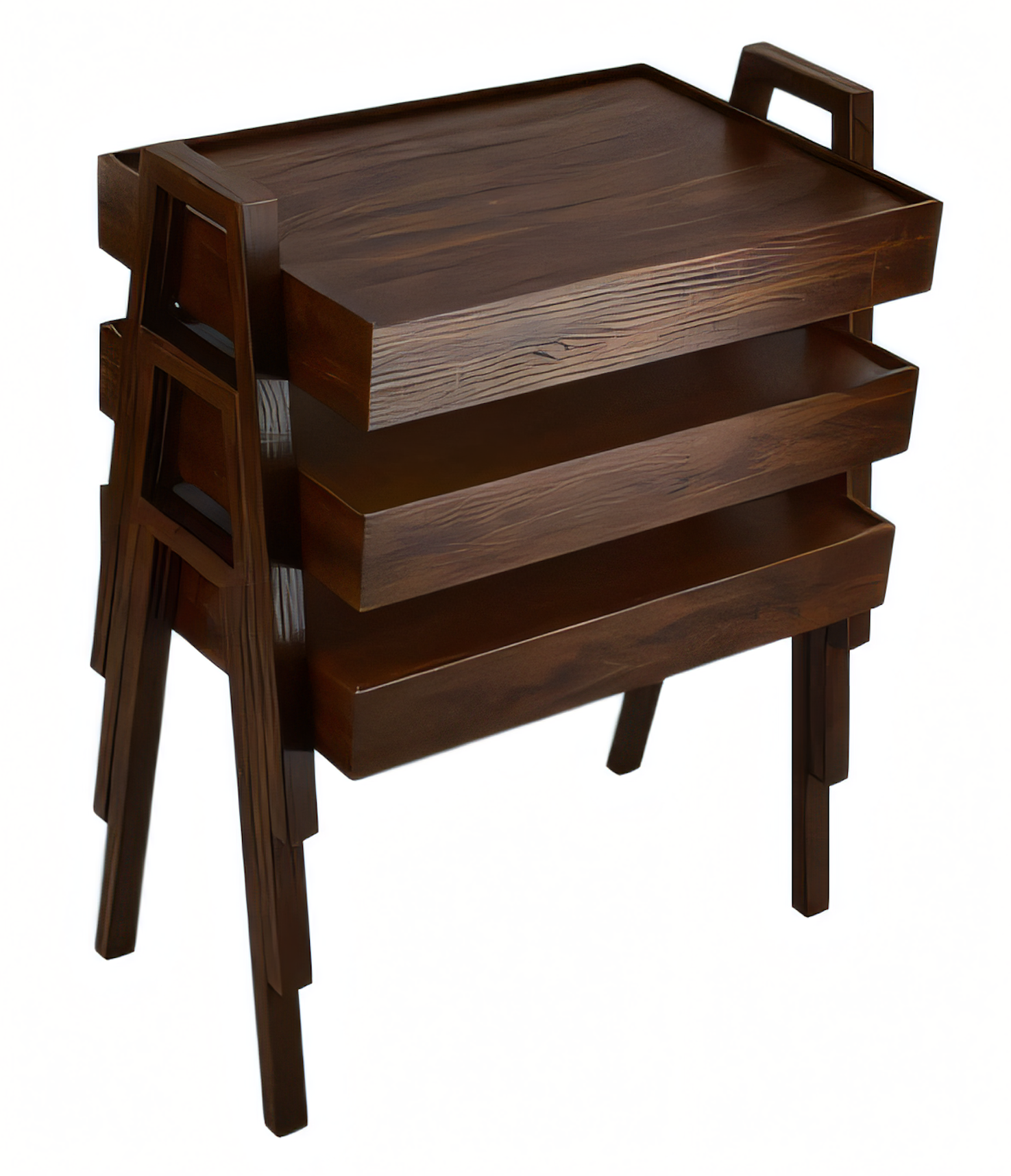 Elegantes braunes Holz Couchtisch-Set im modernen Design