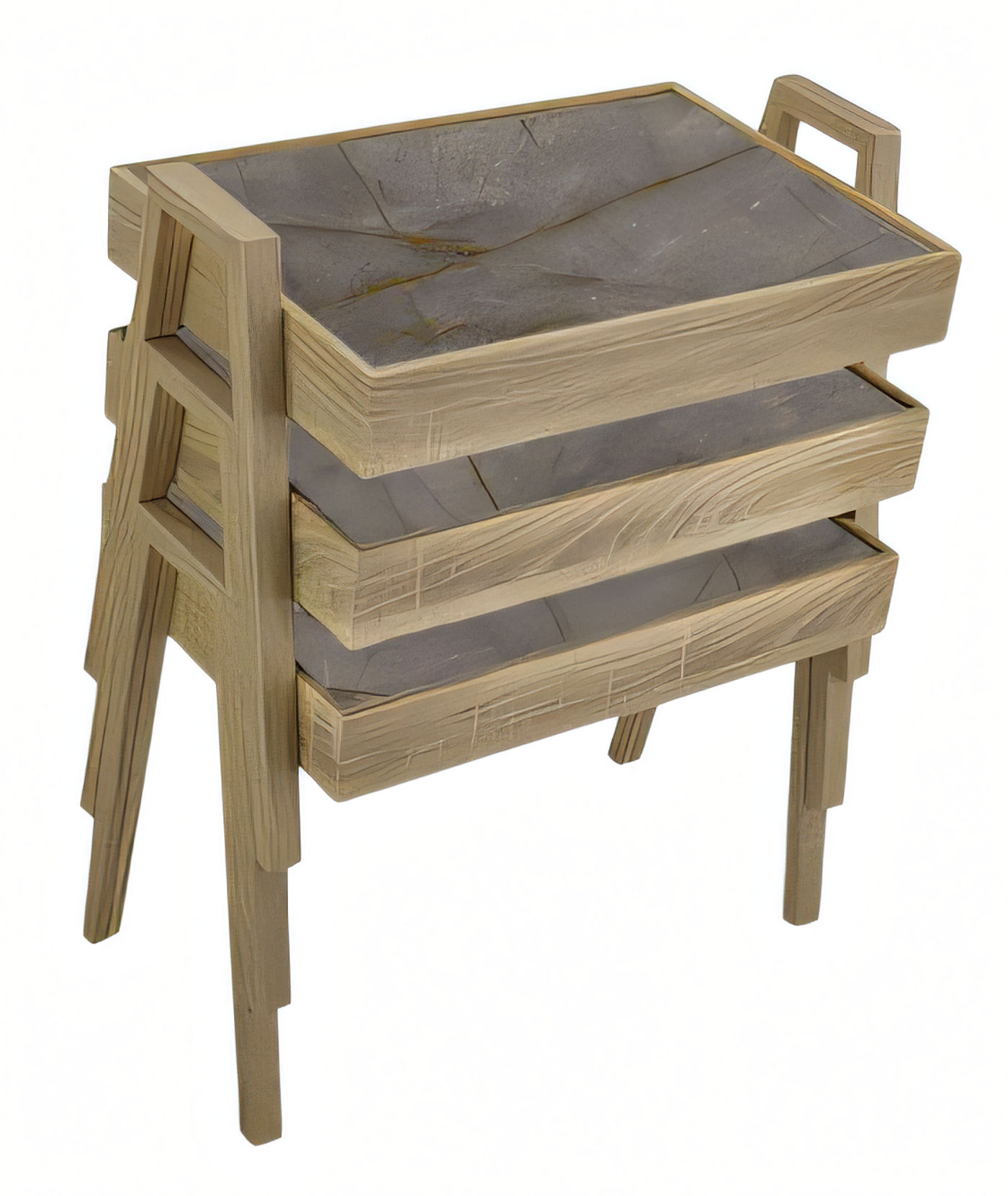 Elegantes graues Couchtisch-Set aus Holz im modernen Stil