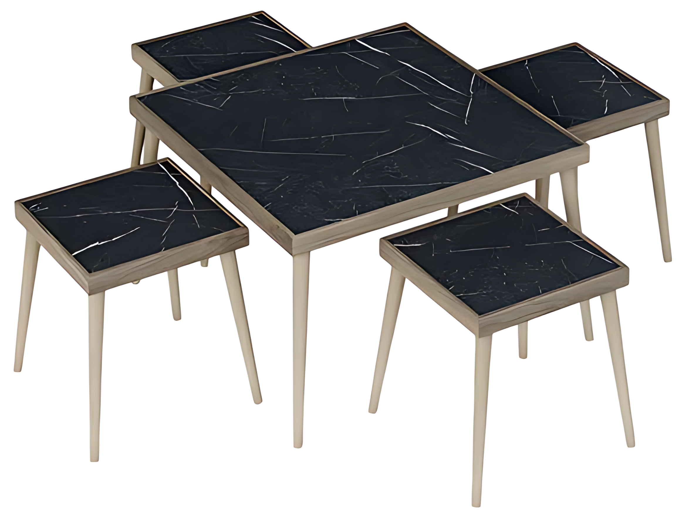 Elegantes Wohnzimmer-Set Schwarz Holz Modern