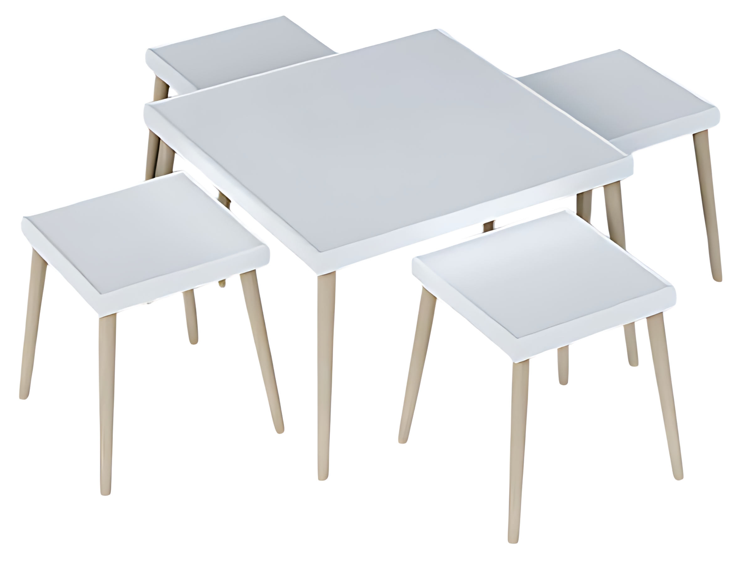 Elegantes weißes Wohnzimmer-Set aus Holz mit modernem Design