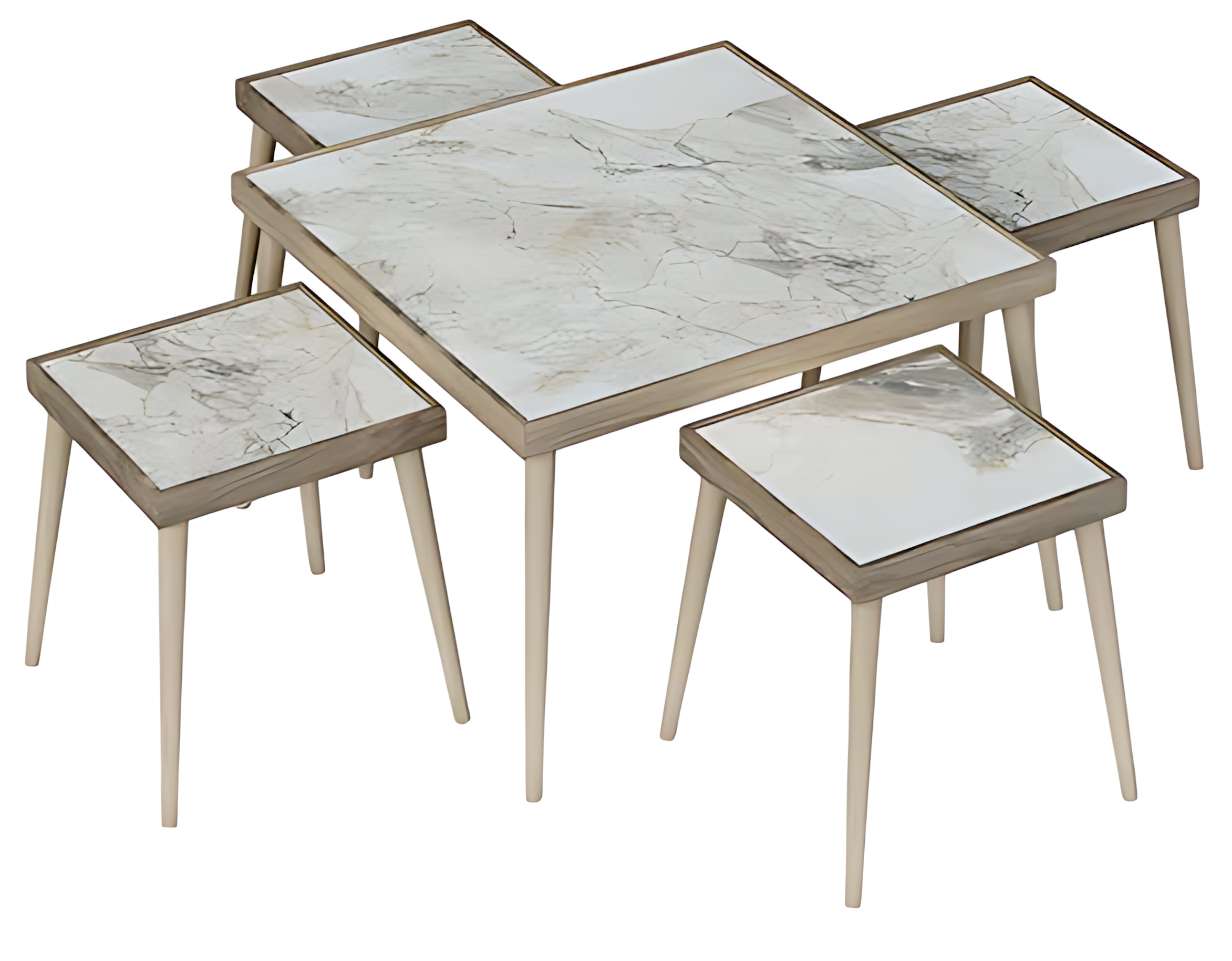 Elegantes Wohnzimmer-Set in Grau aus Holz und MDF