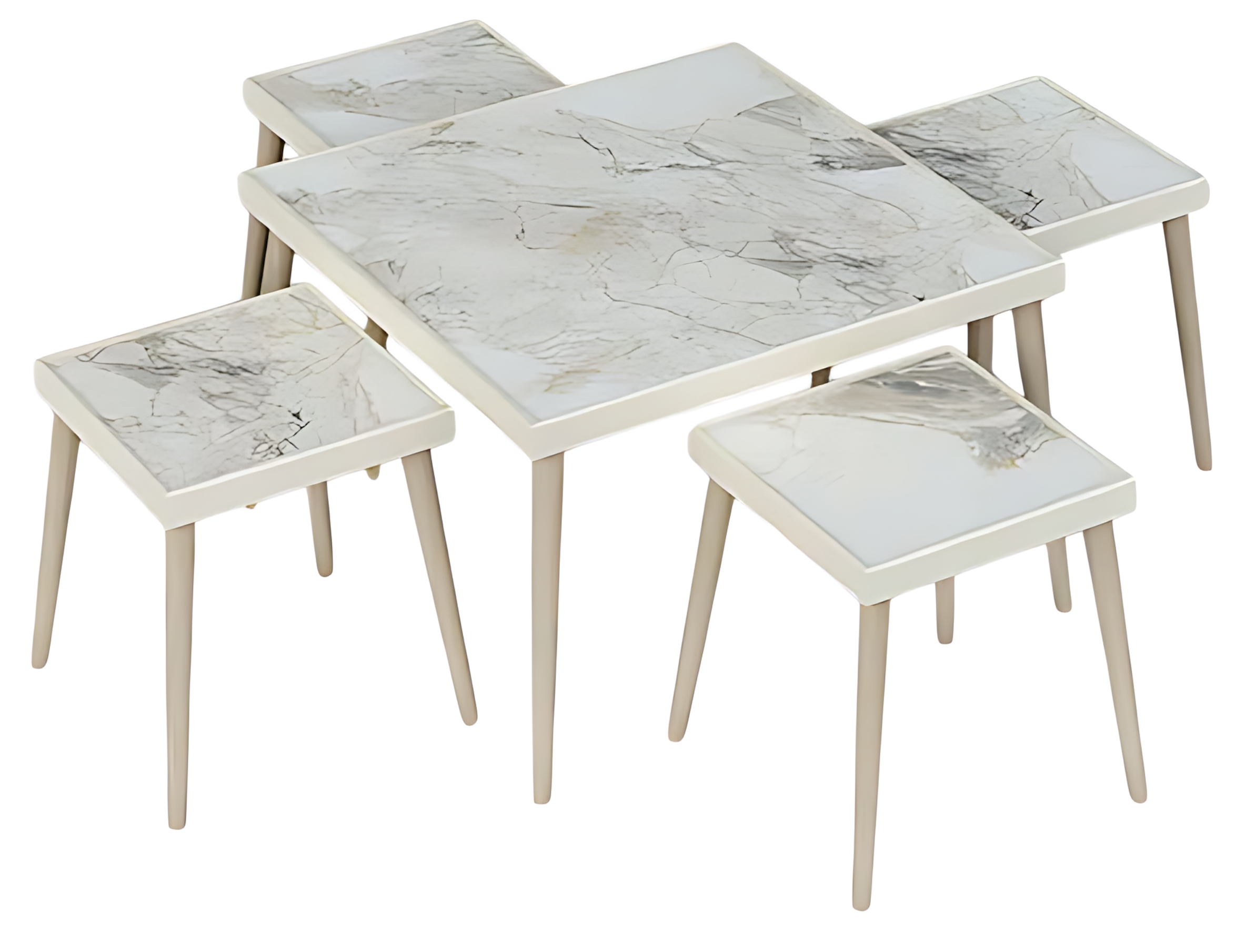 Elegantes Wohnzimmer-Set aus Holz in Beige mit modernem Design