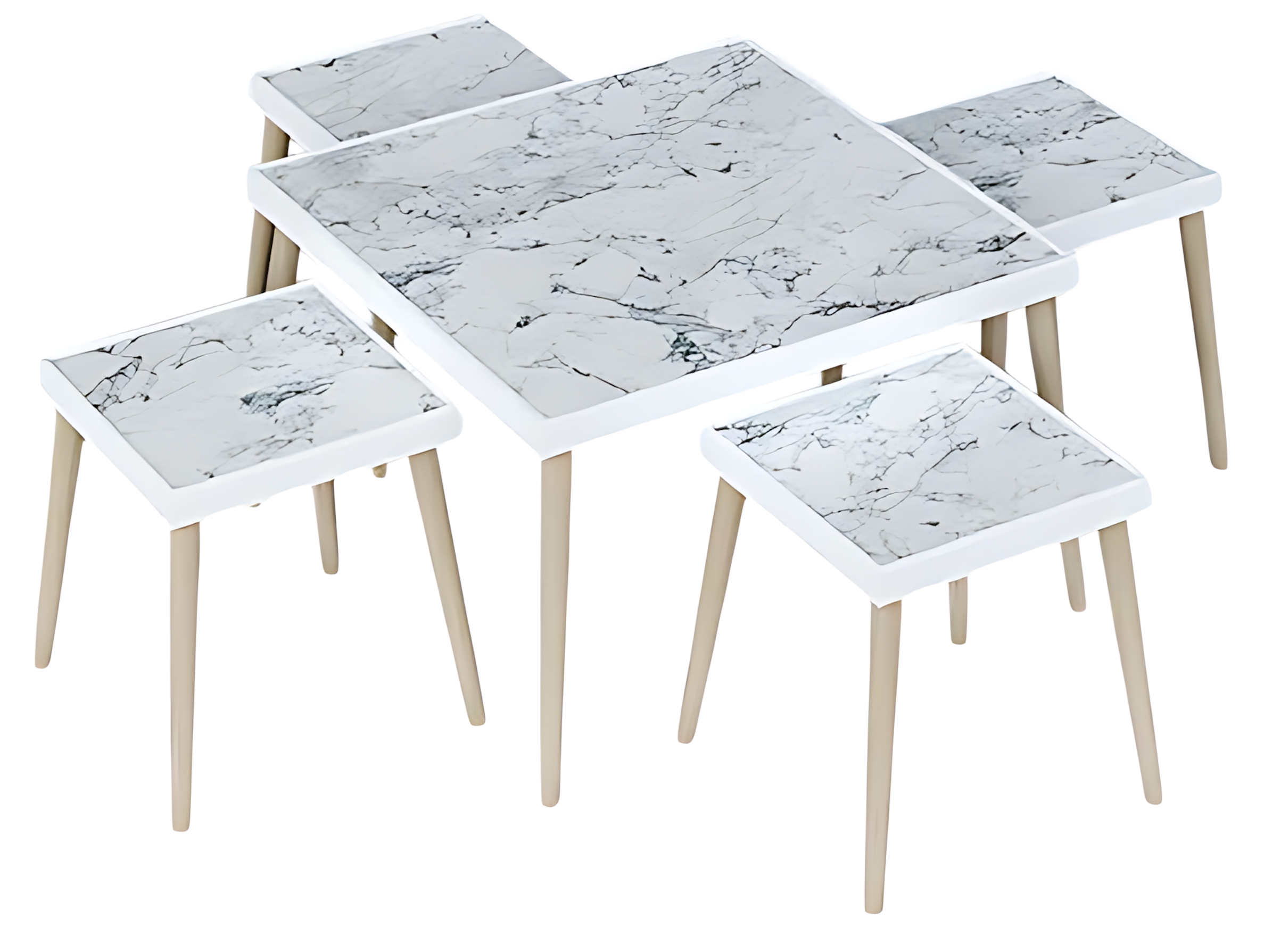 Elegantes weißes Wohnzimmer-Set aus Holz im modernen Stil