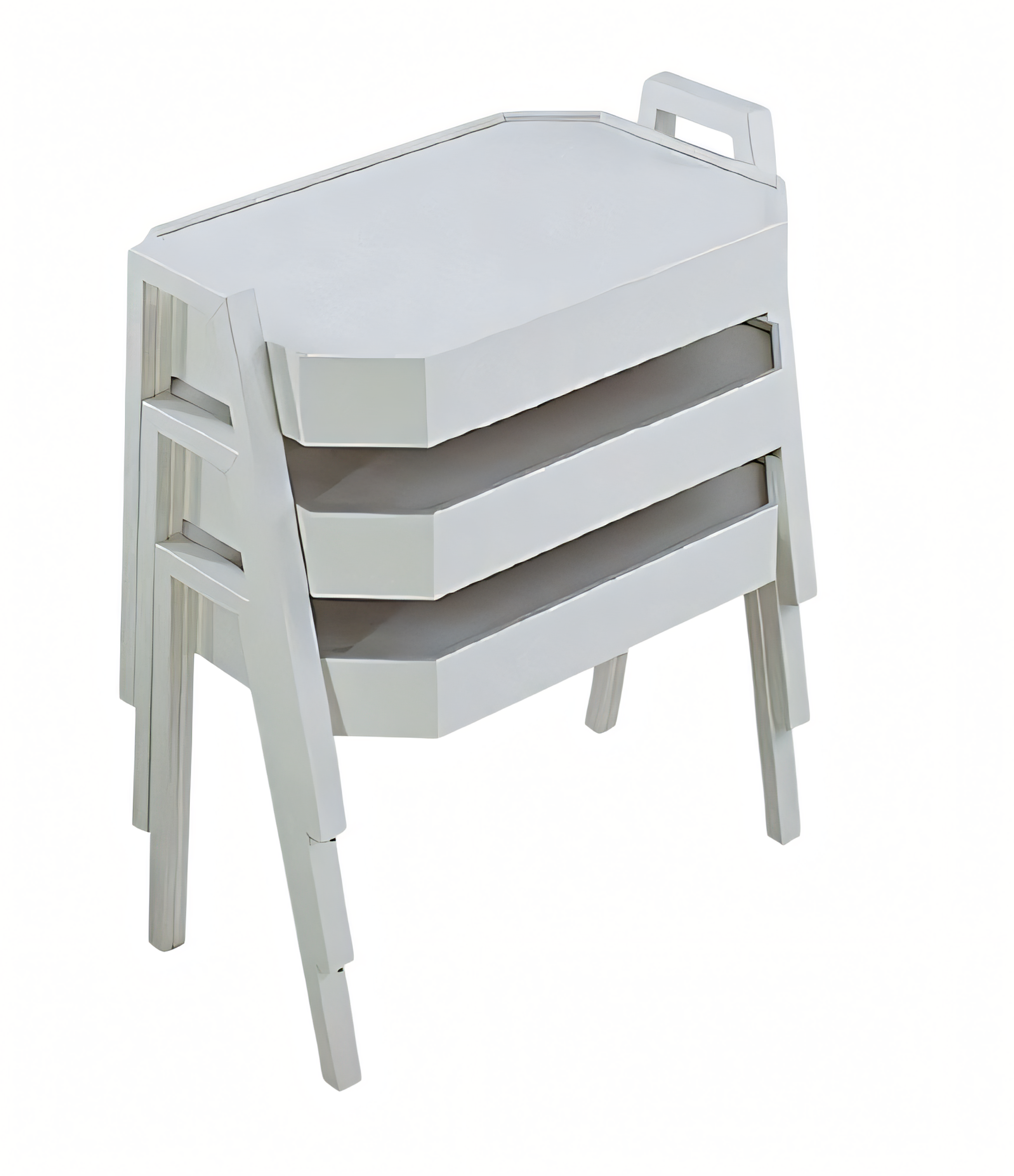 Elegantes weißes Couchtisch-Set aus Holz im modernen Design