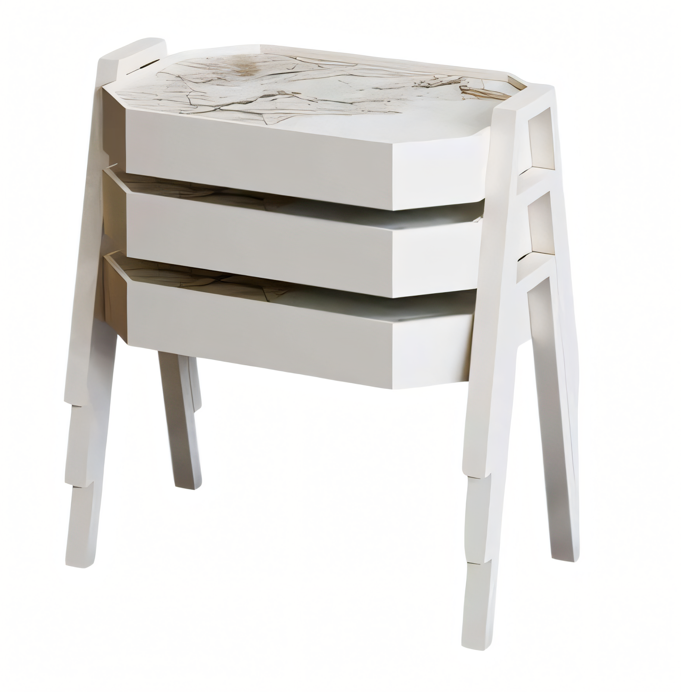 Elegantes weißes Couchtisch-Set aus Holz im modernen Stil