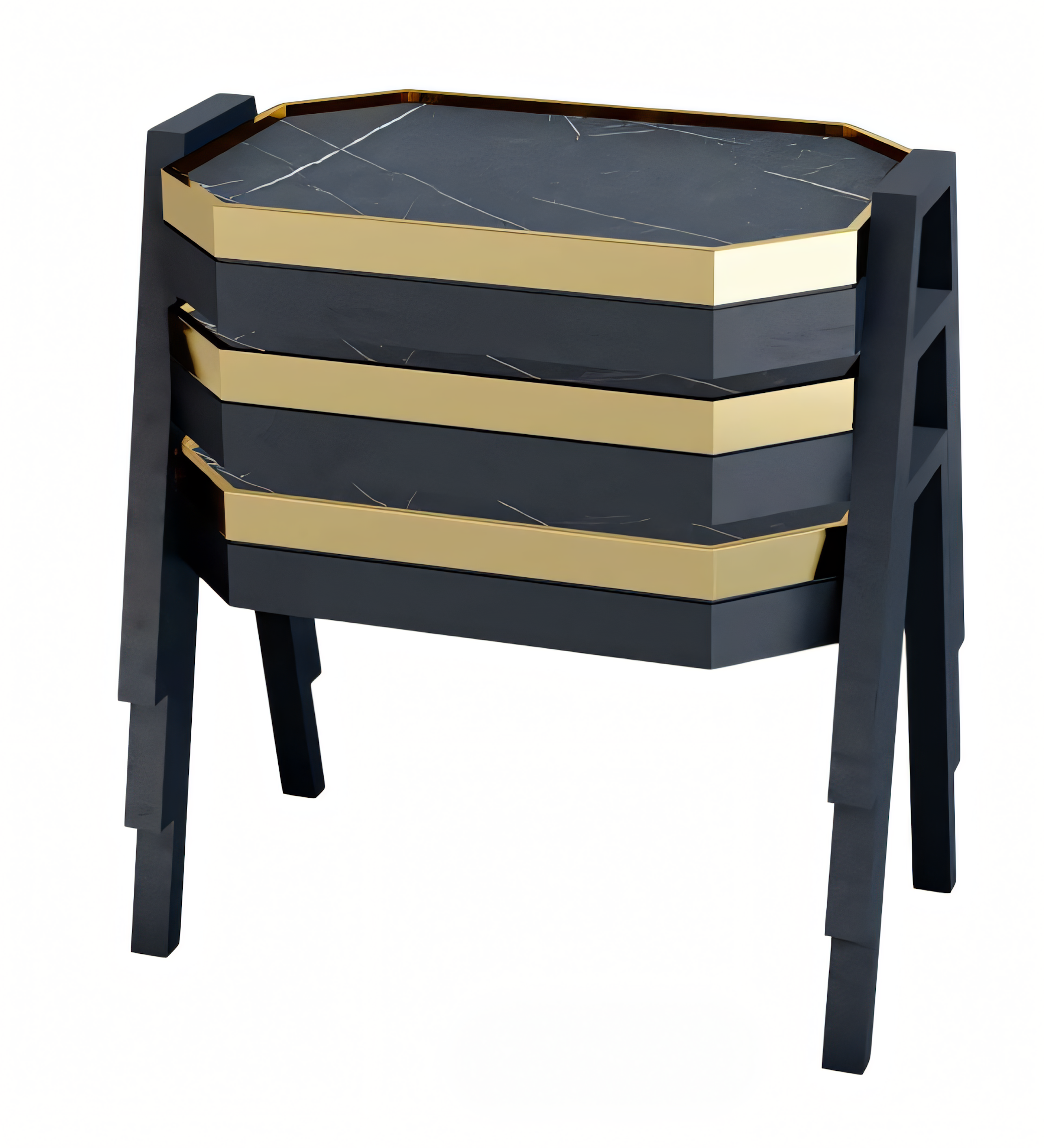 Schwarzes Holz Couchtisch-Set modern eleganter Stil