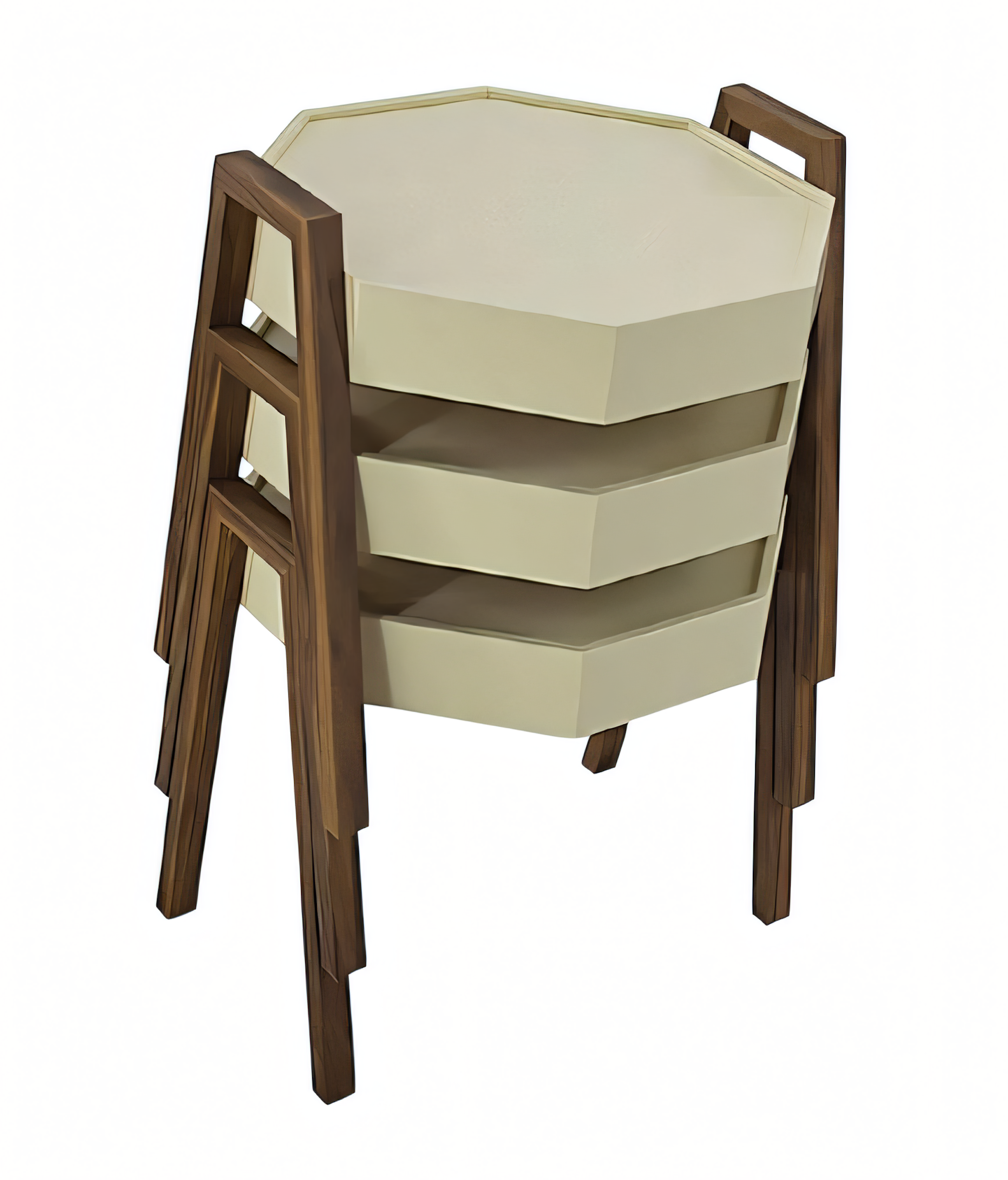 Elegantes Beiges Holz Couchtisch-Set Modern Wohnzimmermöbel