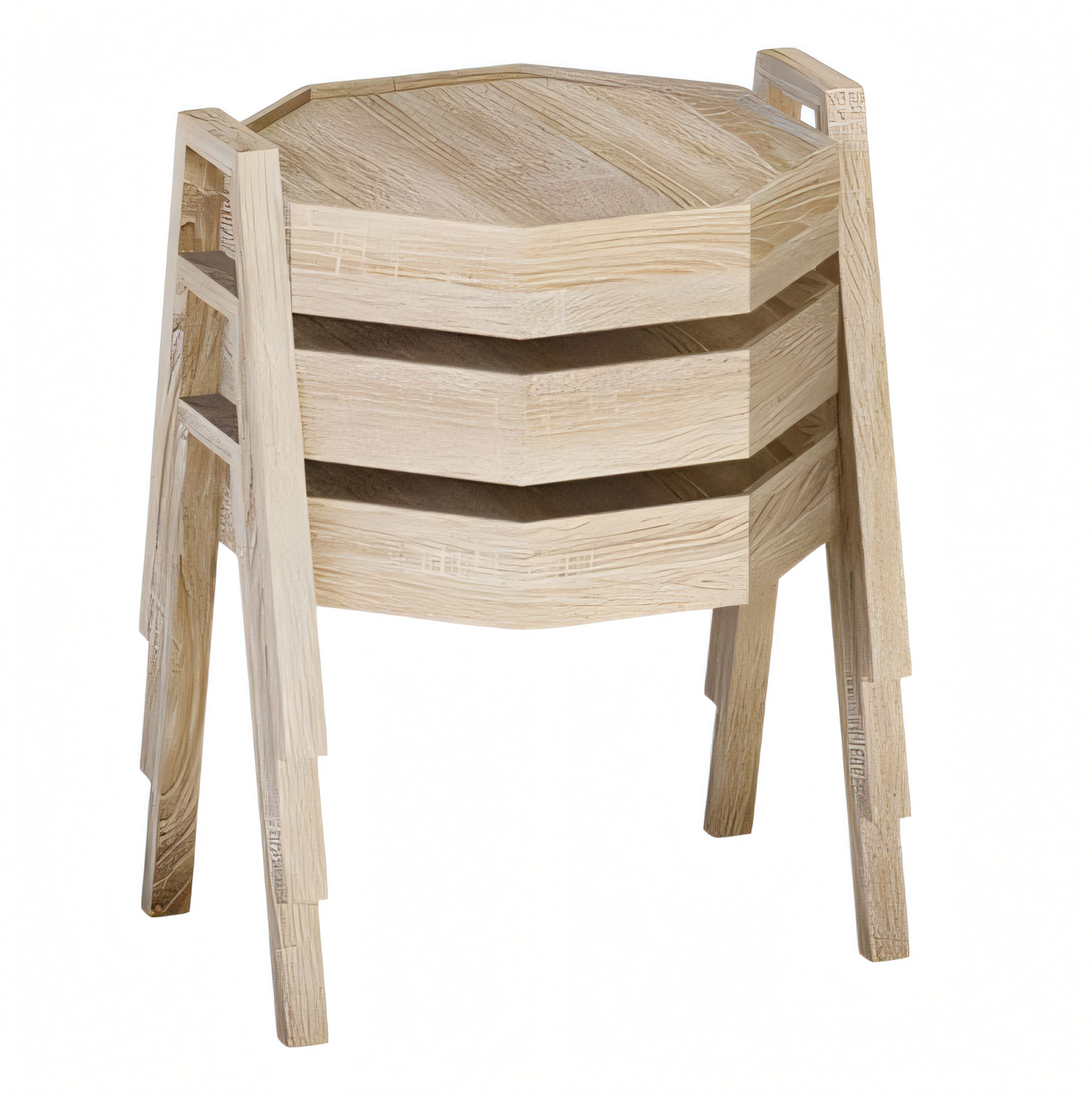 Couchtisch-Set aus Holz in Beige modern elegant
