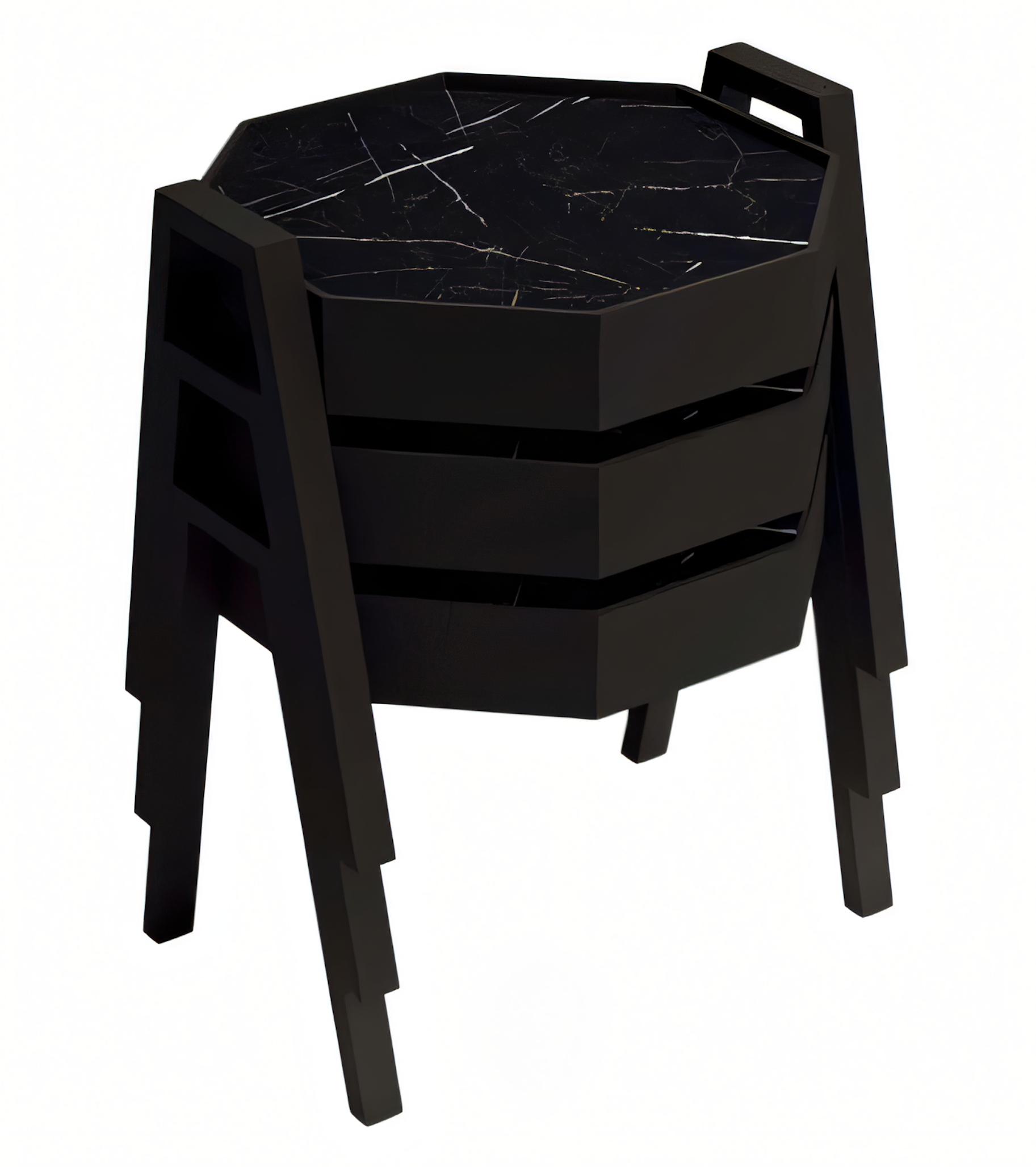 Schwarzes Holz Couchtisch-Set Modern Elegant Wohnzimmermöbel