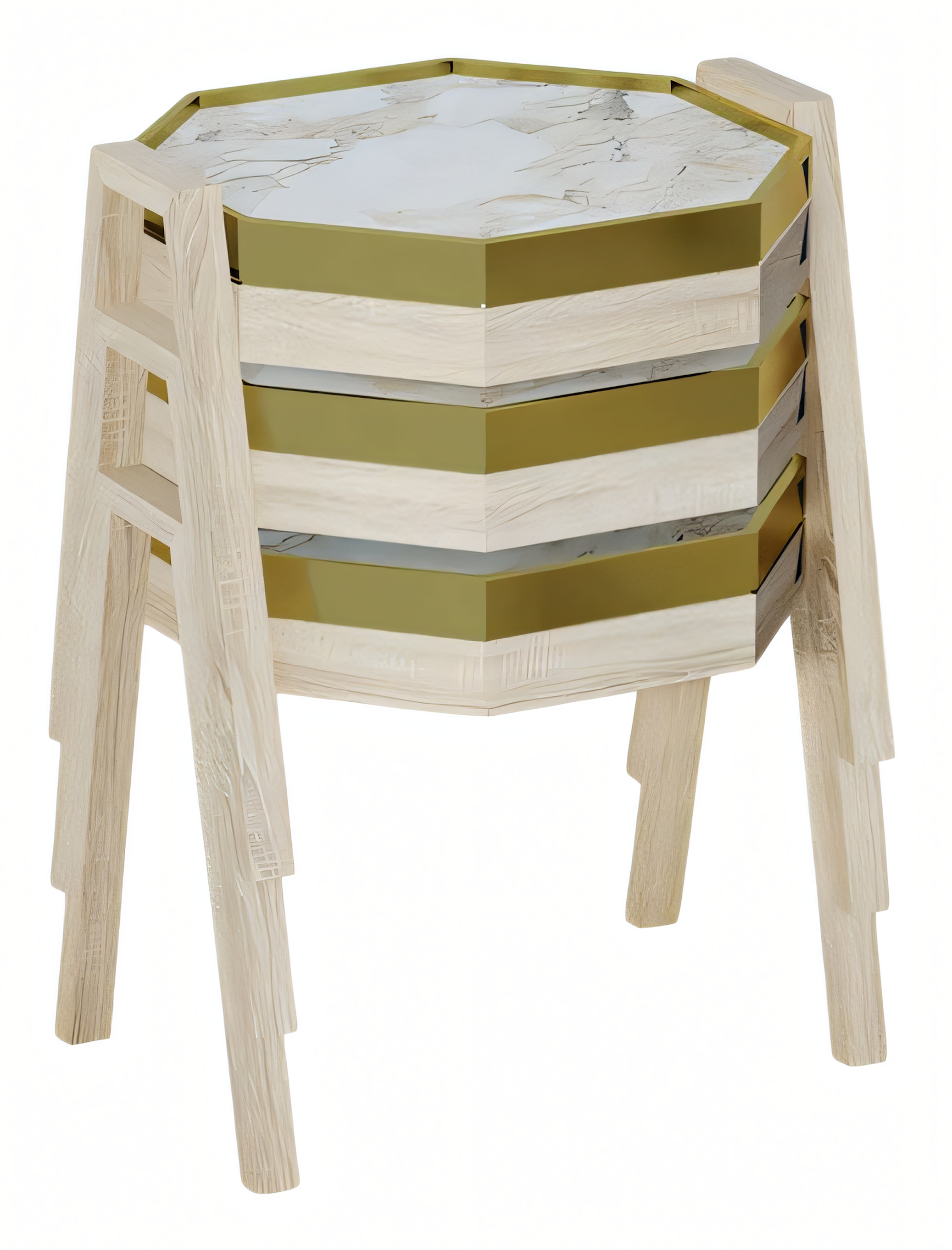 Elegantes Beigefarbenes Couchtisch-Set aus Holz im modernen Stil