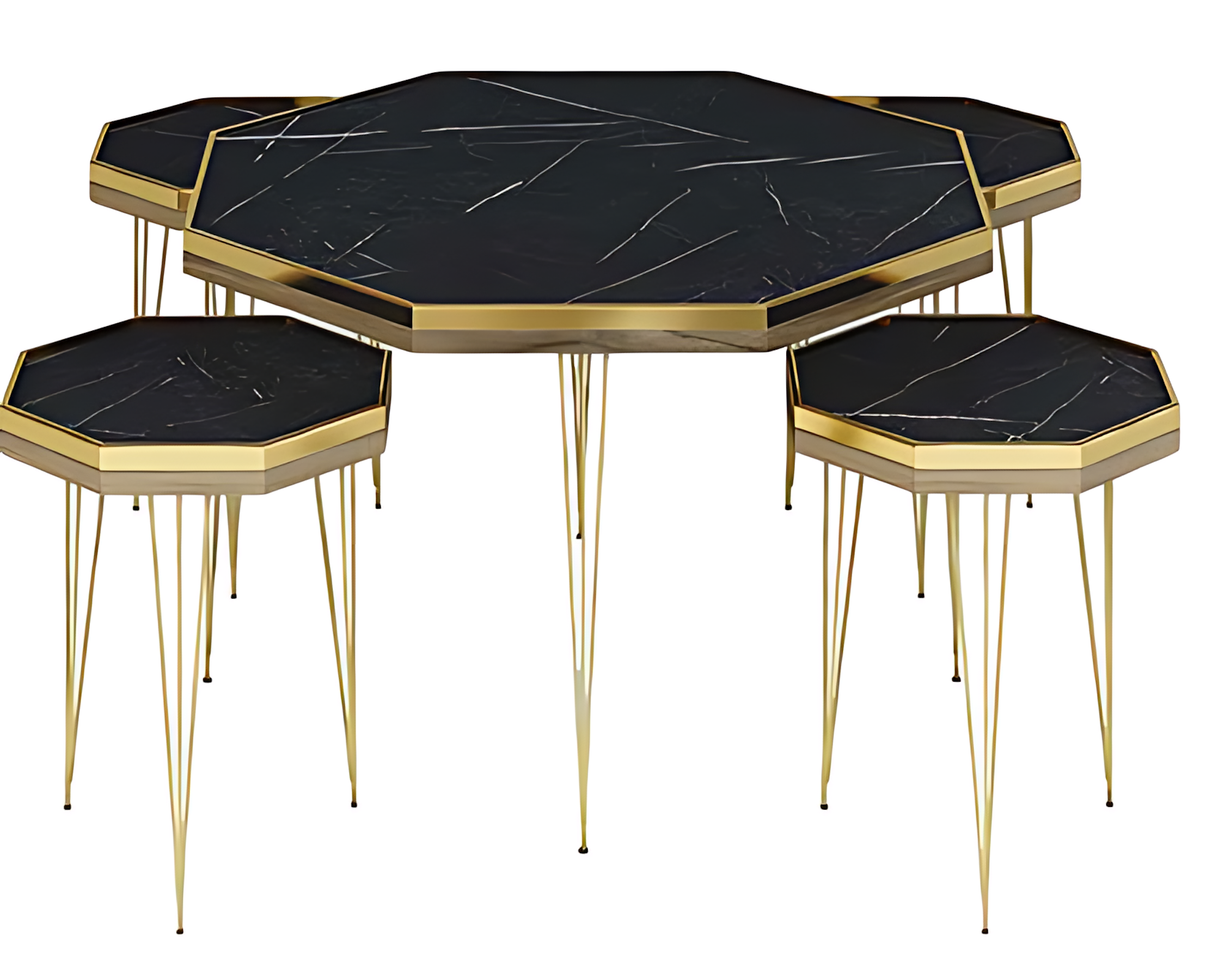 Elegantes Wohnzimmer-Set Schwarz MDF Edelstahl modern