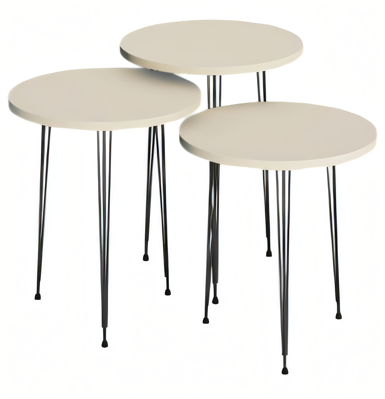 Elegantes Beiges Couchtisch-Set aus Holz und Metall