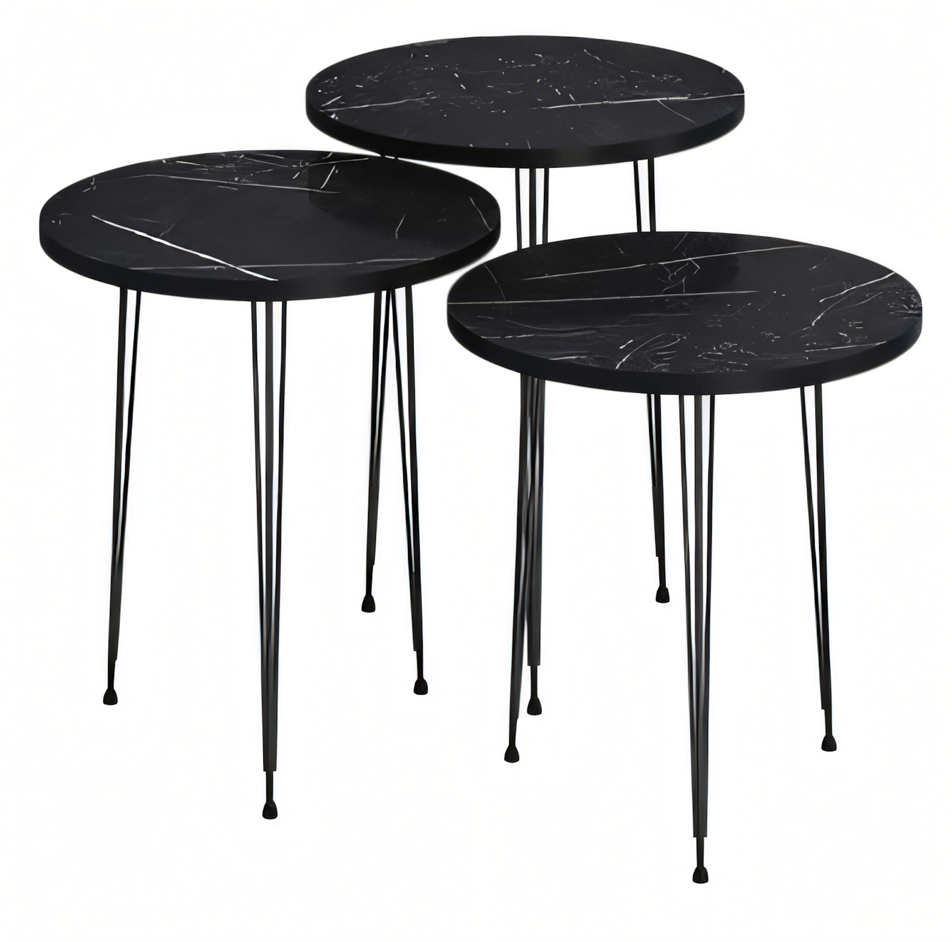 Elegantes schwarzes Couchtisch-Set aus Holz und Metall