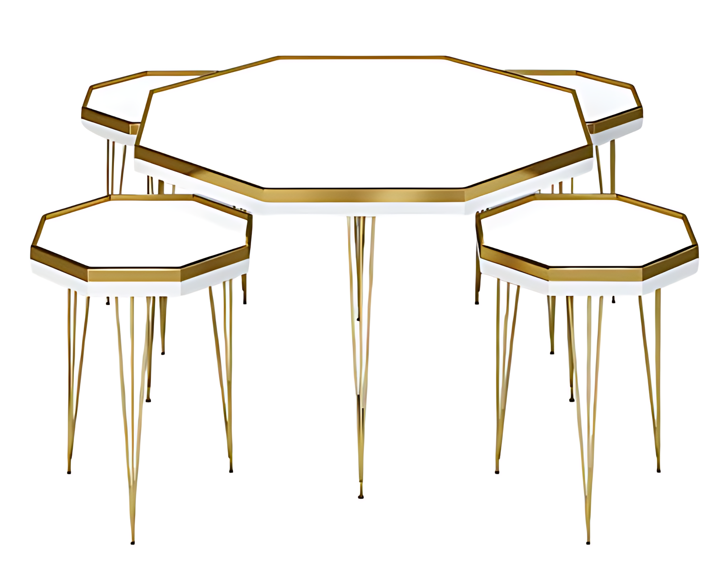 Modernes Wohnzimmer-Set in Weiß mit MDF und Edelstahl